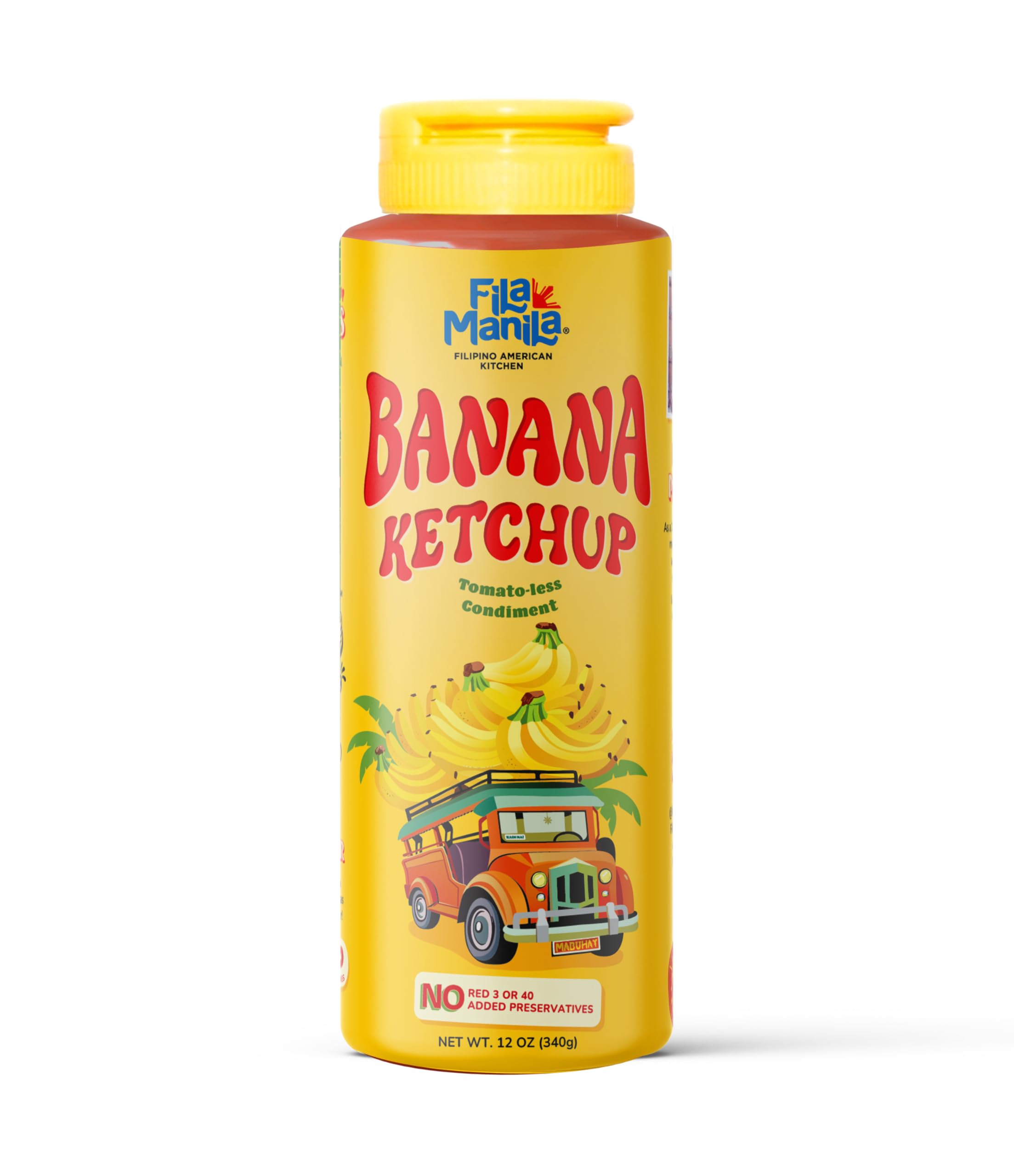 Fila Manila Banana Ketchup – Filipino Sauce & Condiment – 12 oz jar, Mild, Vegan, No MSG, No Sugar Added, Gluten Free, Dairy Free, Made in the USA, Banana Ketchup, 1 Count (Pack of 1)