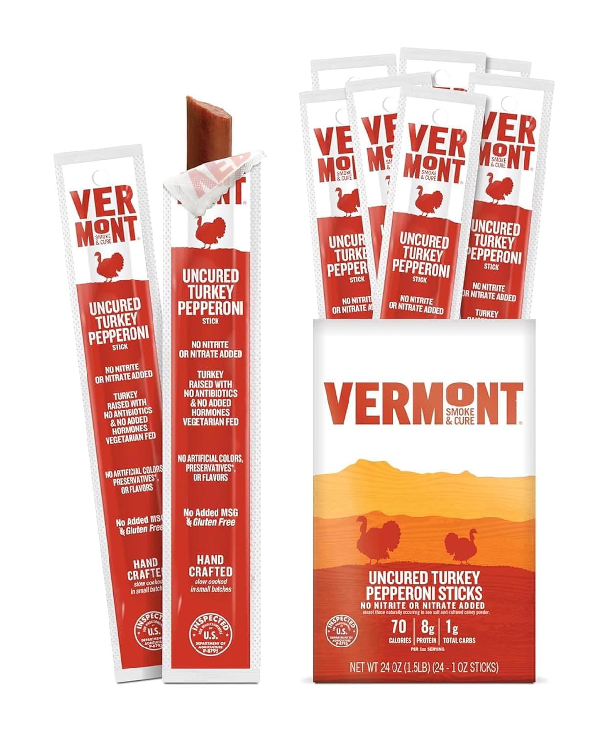 Vermont Uncured Turkey Pepperoni Sticks