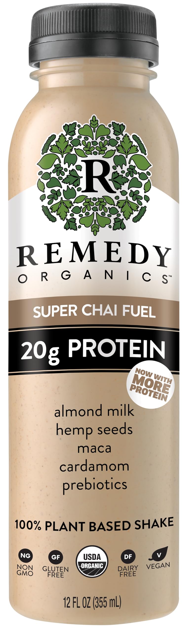 Remedy Organics Protein | Super Chai Fuel | Plant Based Protein Shakes, Ready To Drink | USDA Organic, Gluten Free, Dairy Free, Soy Free