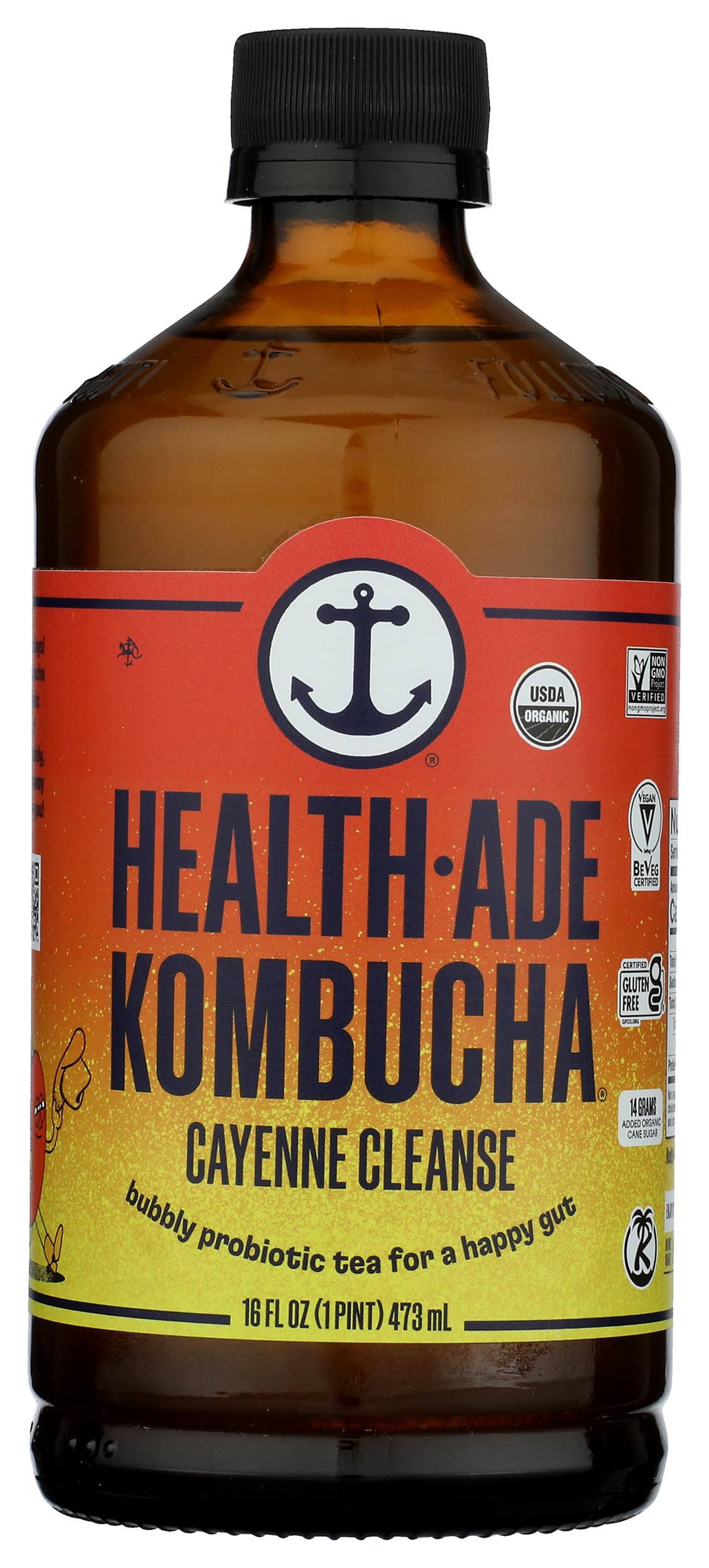 Health Ade, Kombucha Cayenne Cleanse Organic, 16 Fl Oz