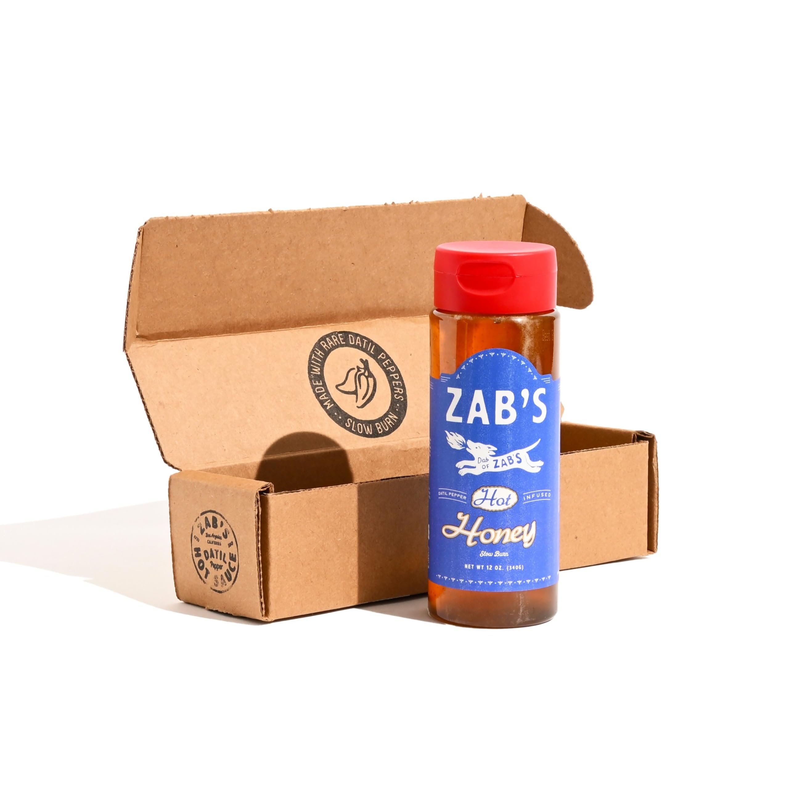 Hot Honey by Zab's (1 Pack, 12 Fl. Oz) | Signature Slow Burn from Rare Datil Peppers with Floral Wildflower Honey | Vegetarian