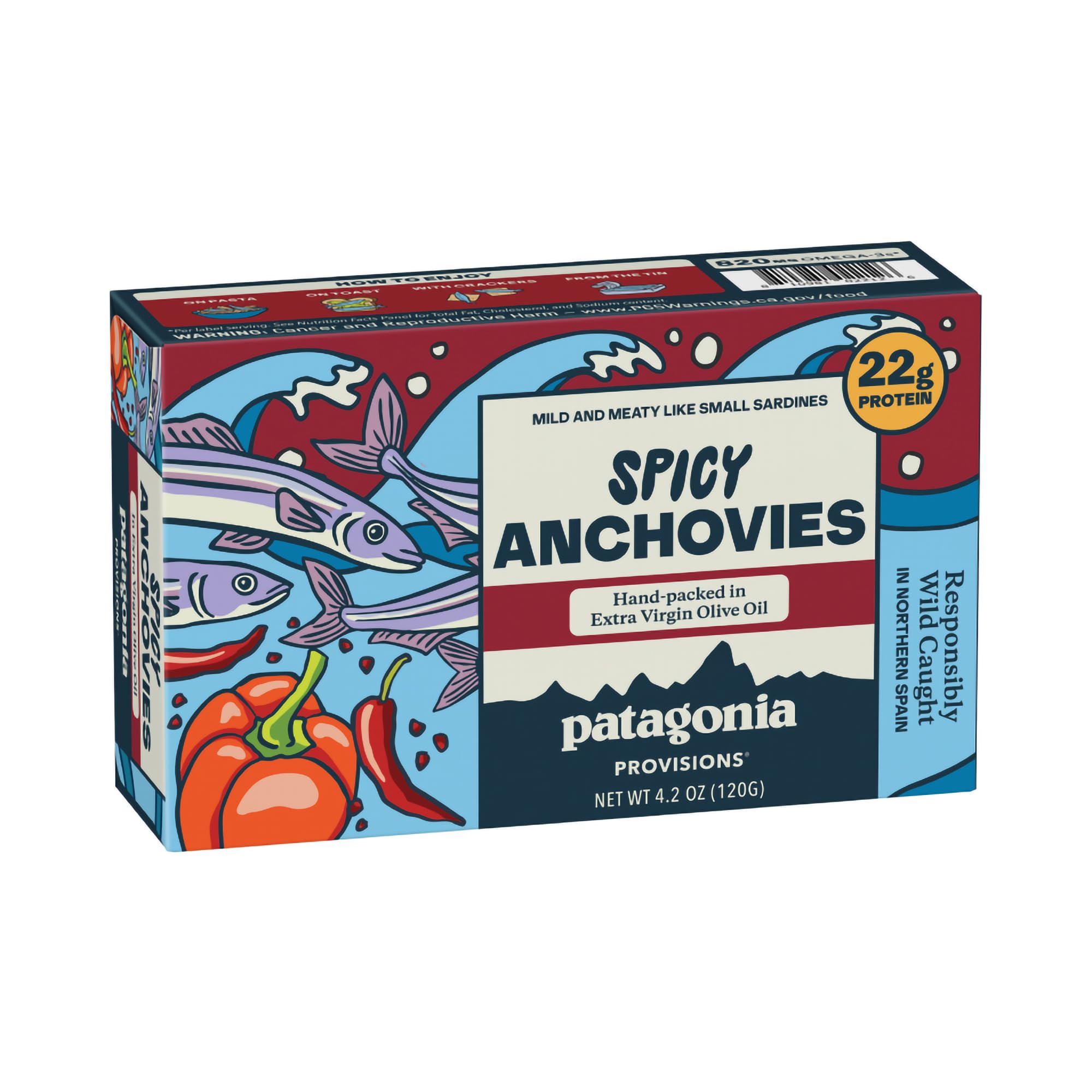 Patagonia Provisions Spicy White Anchovies | Responsibly Sourced in Spain | 22g Protein & Gluten Free | 4.2 Ounce (Pack of 1)