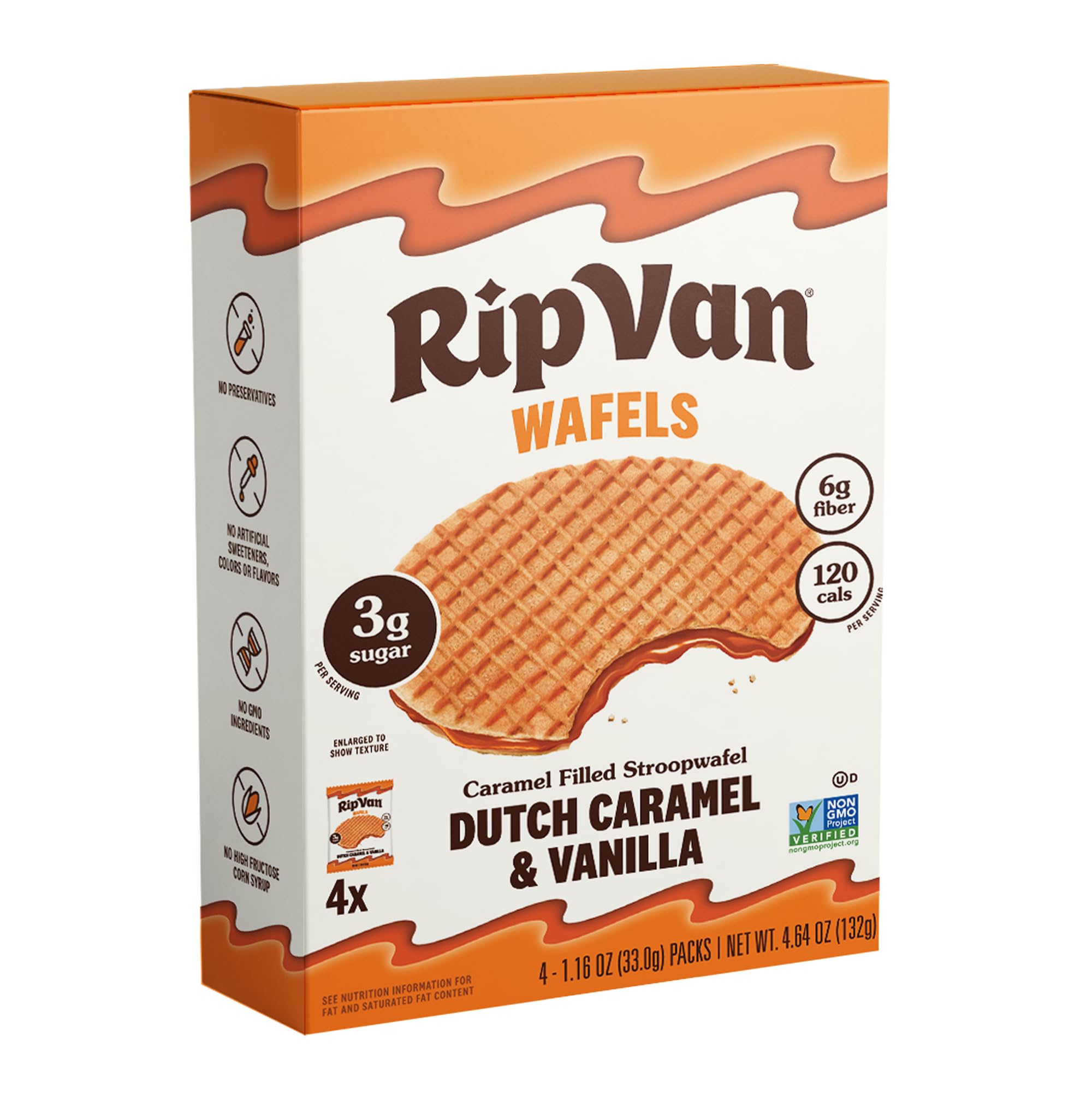 RIP VAN WAFELS Dutch Caramel & Vanilla Wafel Cookies, 4.64 OZ