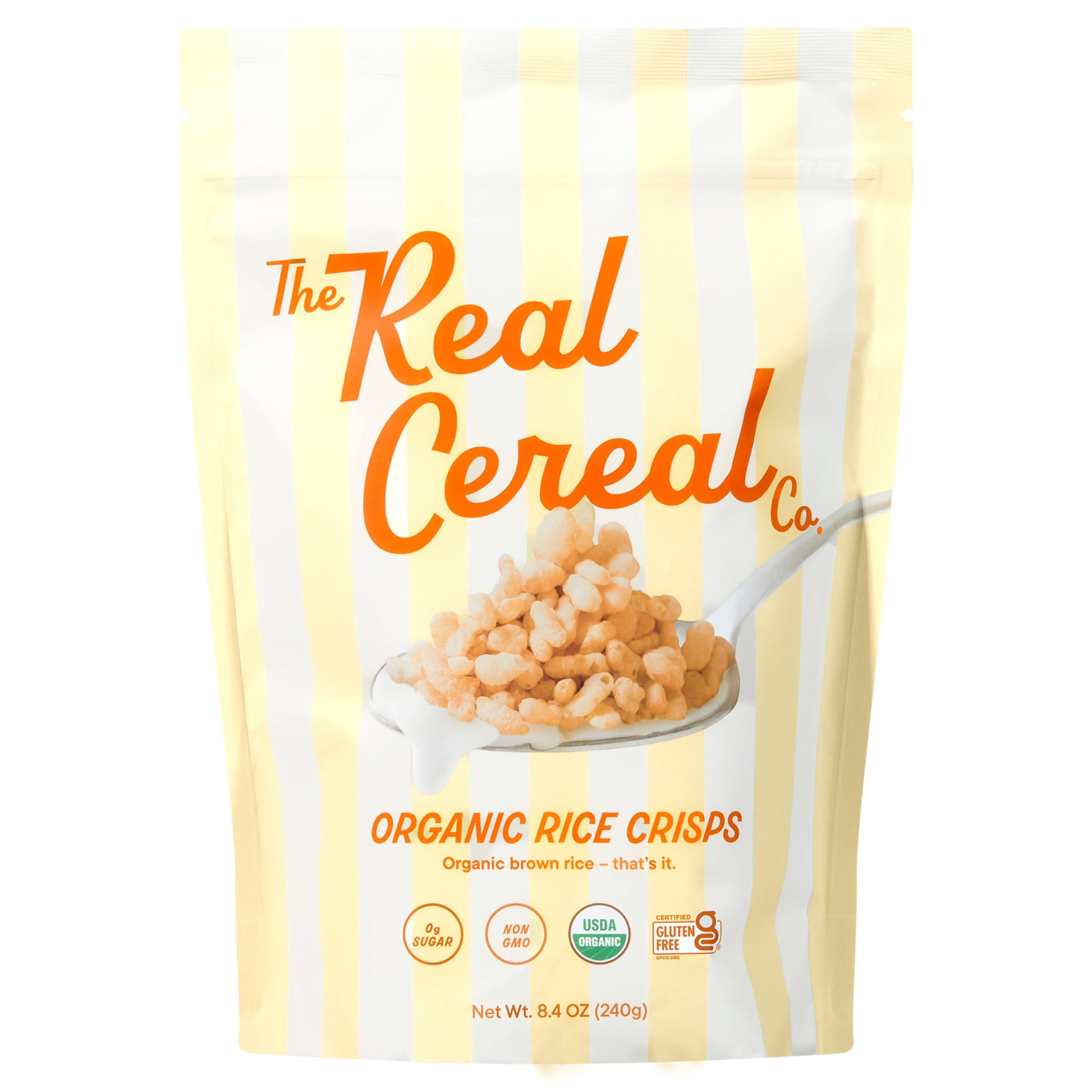 Organic Rice Crisps Cereal, 8.4 oz, Zero Sugar, Gluten Free, Non-GMO