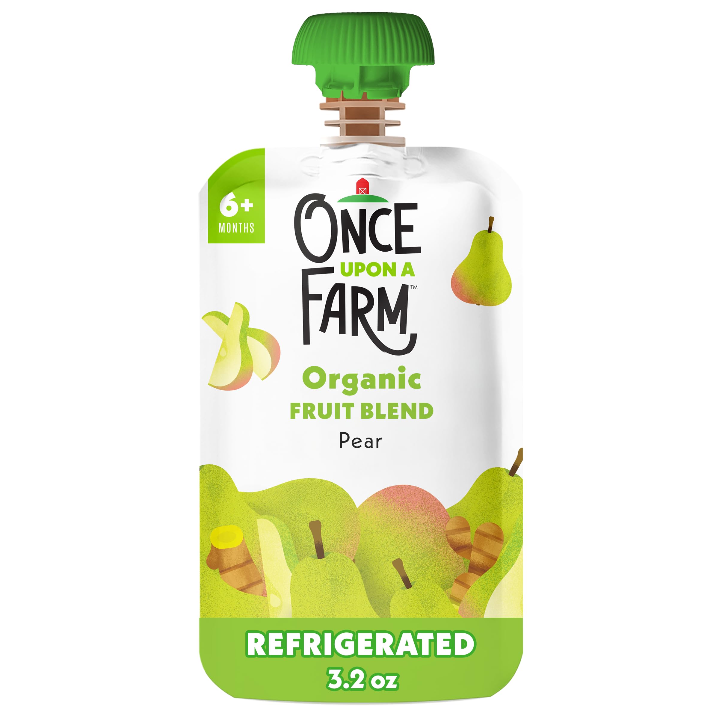 Once Upon a Farm Organic Pear with Ginger Baby Fruit Blend Sgl, 3.2 OZ