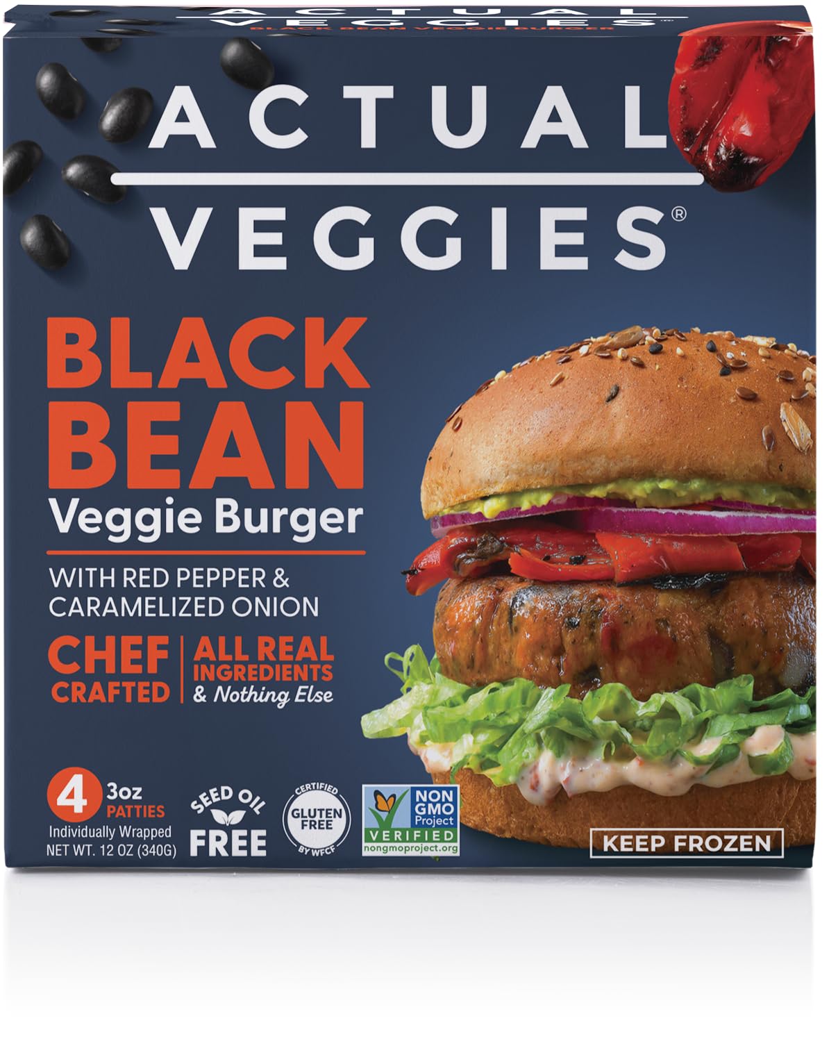 Actual Veggies Black Bean Burger Veggie Burger, 12 Oz