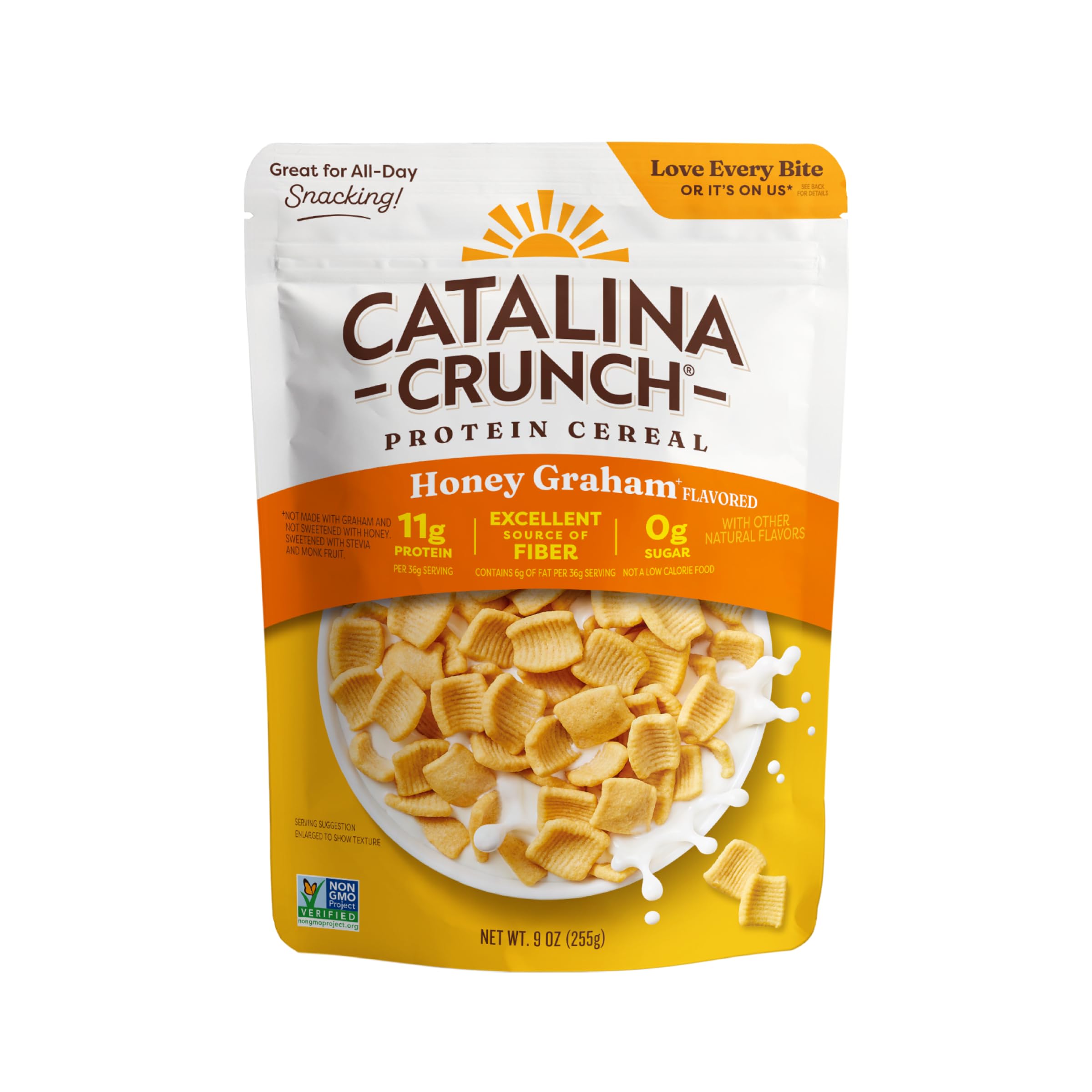 Catalina Crunch Protein Cereal, Honey Graham, 9 oz Bag (Pack of 1) | Sugar Free, 11g of Protein, Gluten Free, Excellent Source of Fiber, Breakfast Cereal, Packaging May Vary