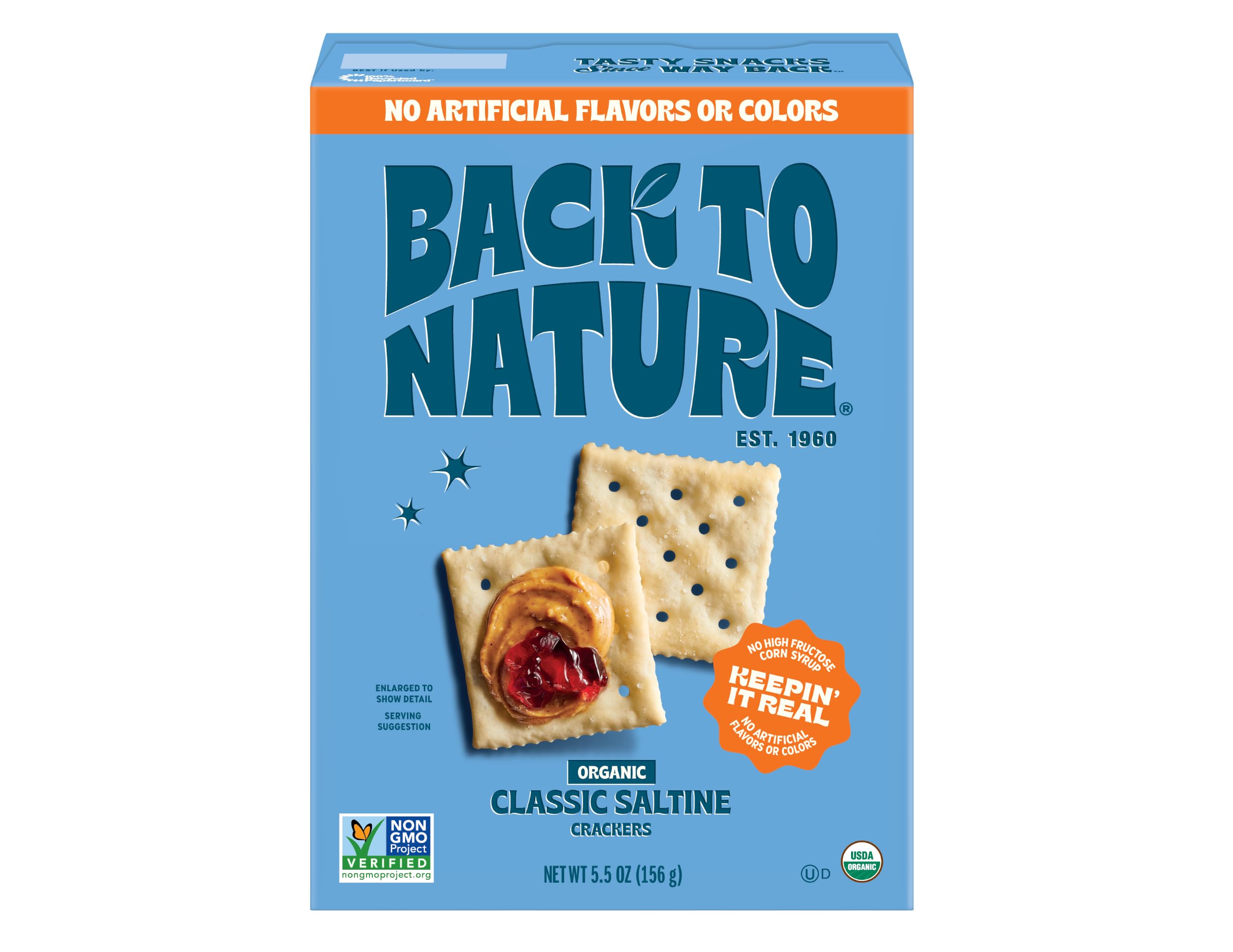 Back to Nature Organic Classic Saltine Crackers, Plant Based Snack, 1pk | Kosher, Organic, Plant Based, Wheat Flour, Non GMO No High Fructose Corn Syrup No Artificials, Wholesome Snacks 5.5oz