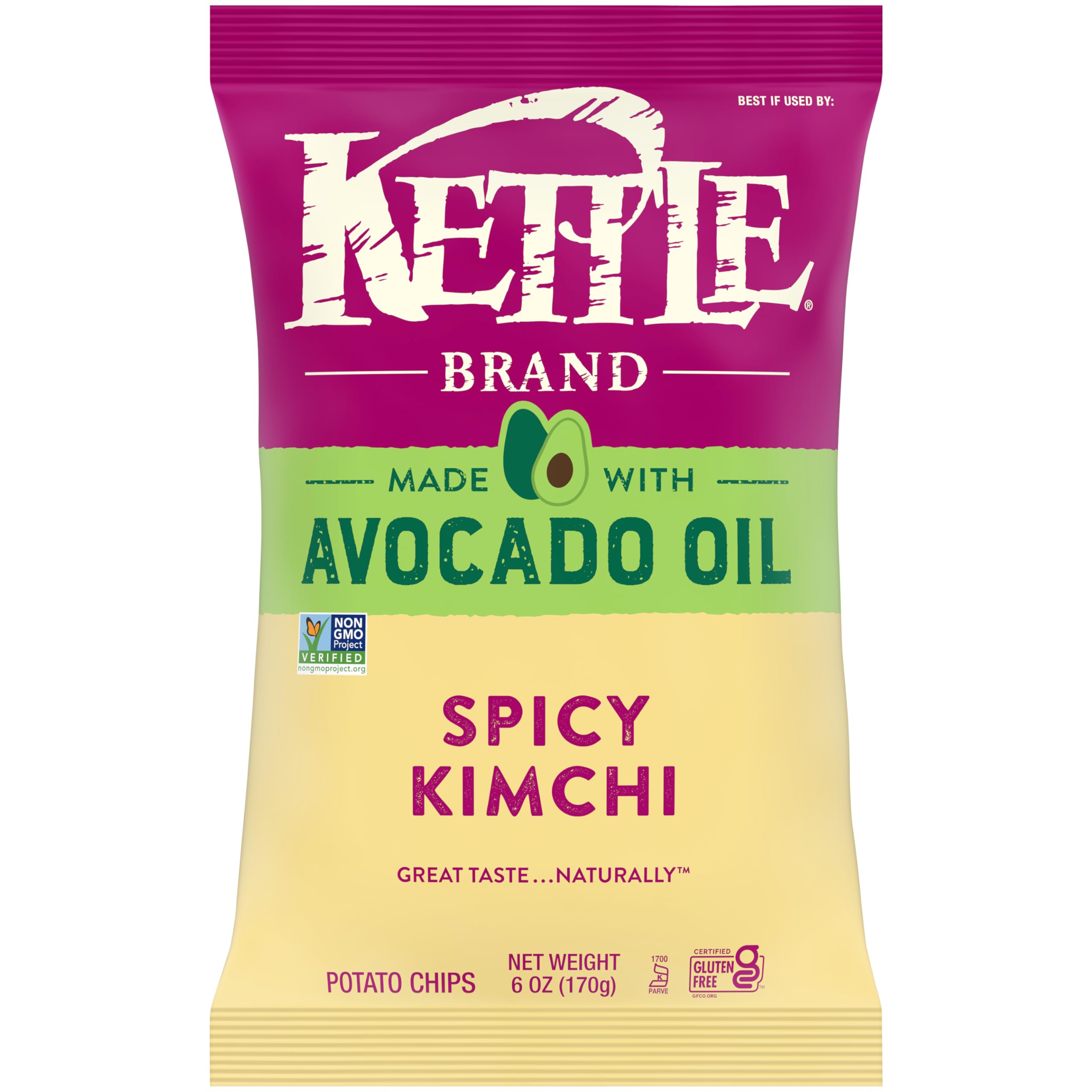 Kettle Brand Made with Avocado Oil Spicy Kimchi Potato Chips, 6 Oz Bag