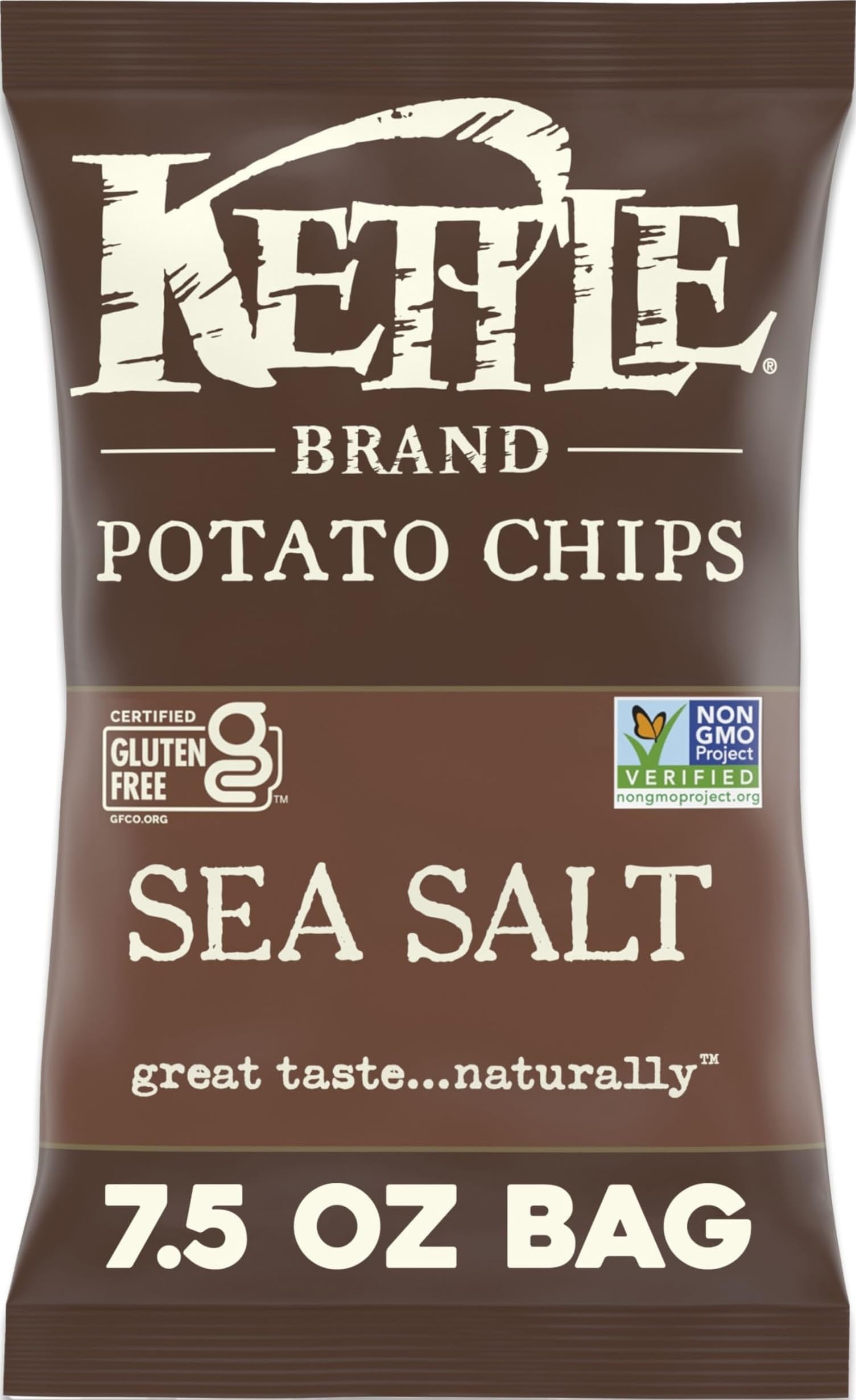 Kettle Brand Sea Salt Kettle Potato Chips, Gluten-Free, Non-GMO, 7.5 oz Bag