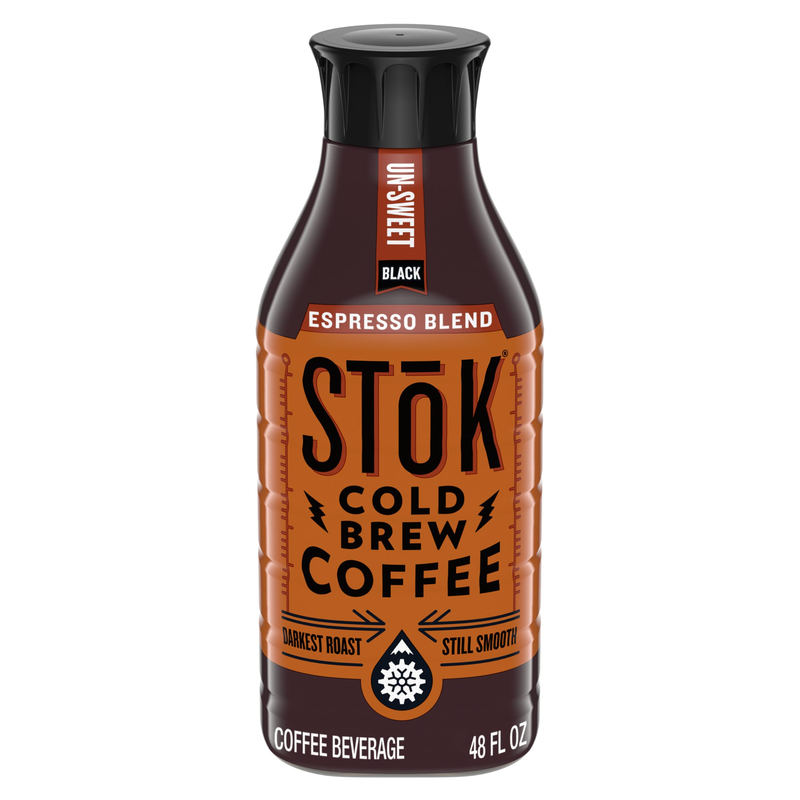 SToK Cold Brew Coffee, Espresso Blend, Dark Roast Brewed Low and Slow, Unsweetened, Black Coffee, 48 FL OZ Bottle
