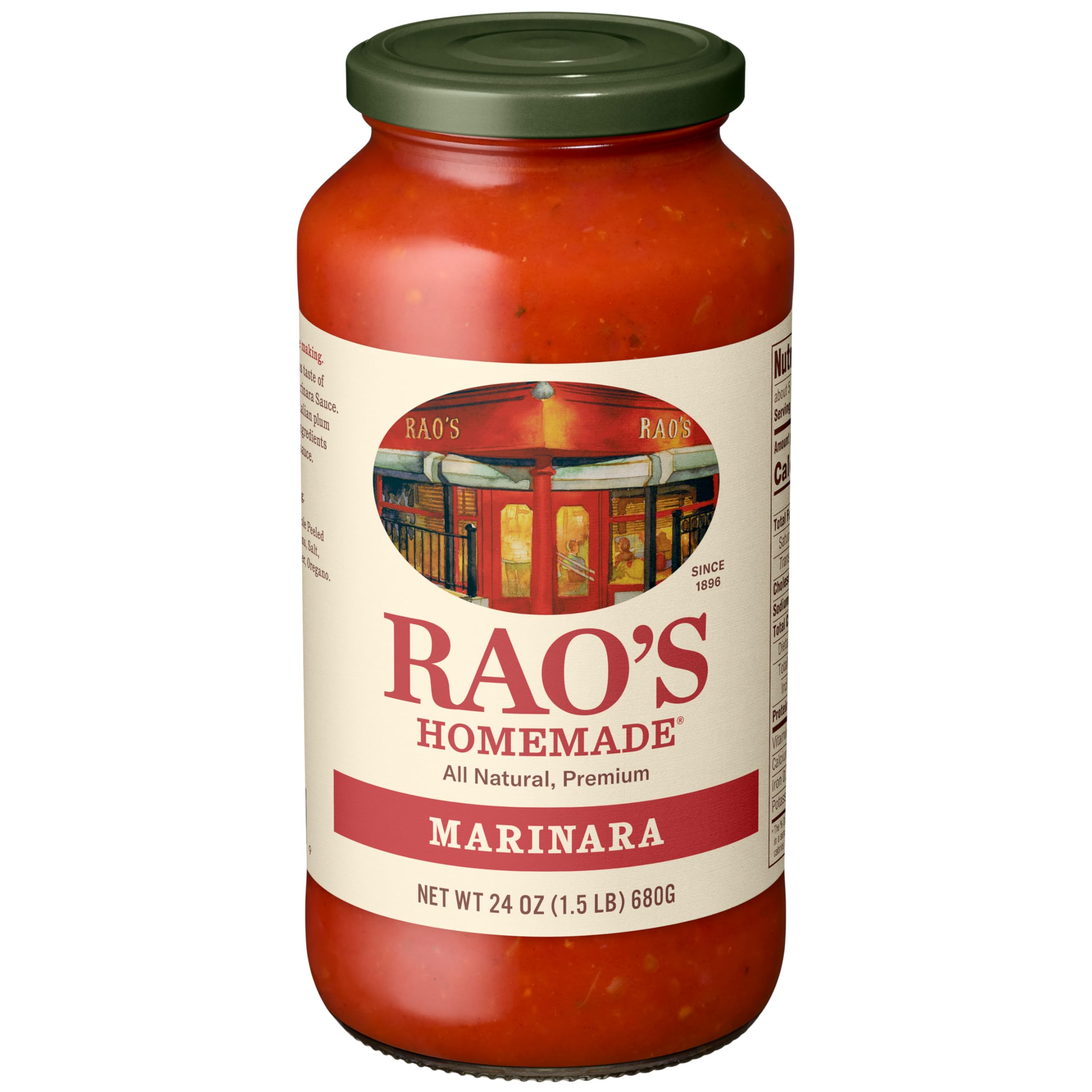 Rao's Homemade Marinara Sauce, 24 oz, All Purpose Tomato Sauce, Pasta Sauce, Carb Conscious, Keto Friendly, All Natural, Premium Quality, With Italian Tomatoes & Olive Oil