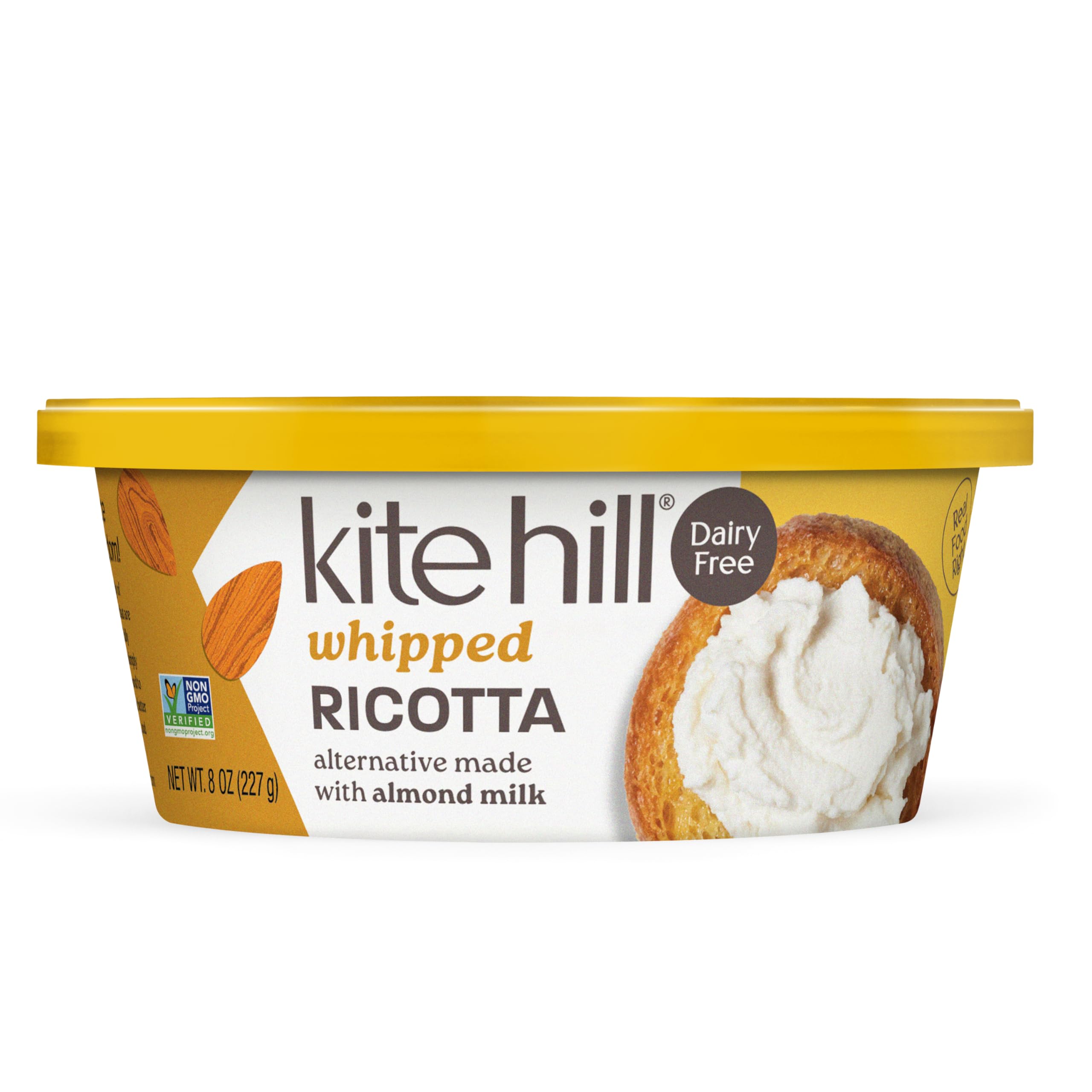 Kite Hill Whipped Almond Milk Ricotta Cheese Alternative, 8 Ounces, Dairy Free, Gluten Free, Non-GMO, Vegan