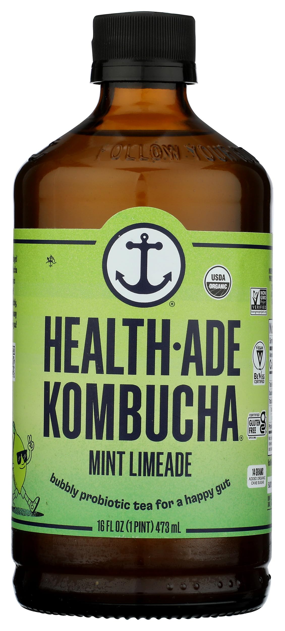 Health Ade, Kombucha Mint Limeade Organic, 16 Fl Oz