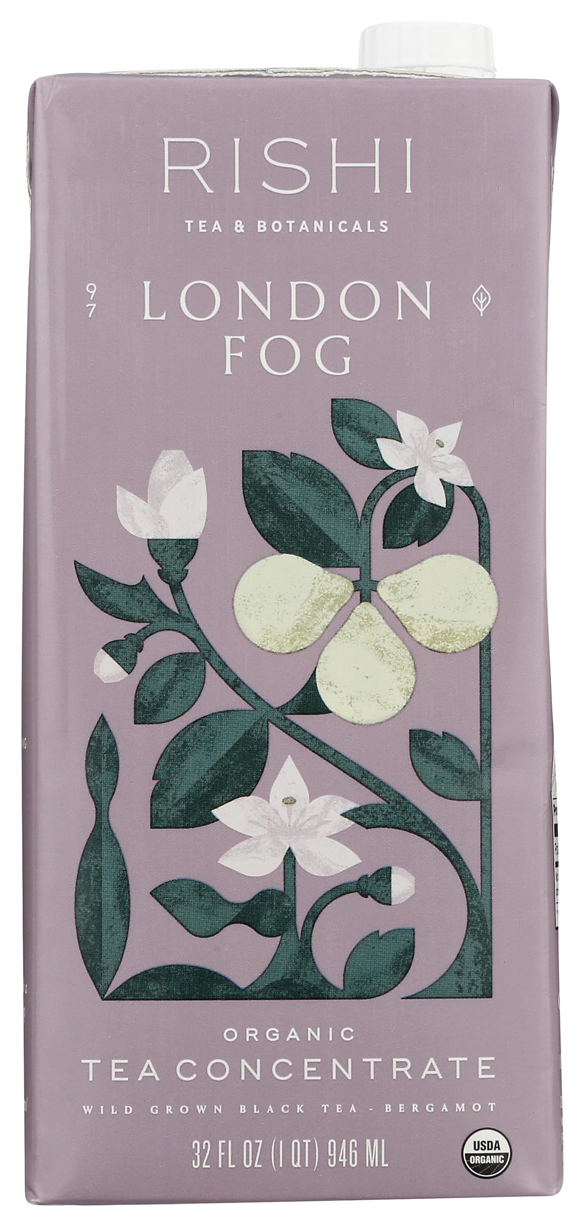 Rishi Tea London Fog Latte, Organic Black Tea Concentrate, 32 Fl Oz | Earl Grey Latte Concentrate with Bergamot, Easy-to-Serve Hot or Iced, Sustainable, 8 Servings