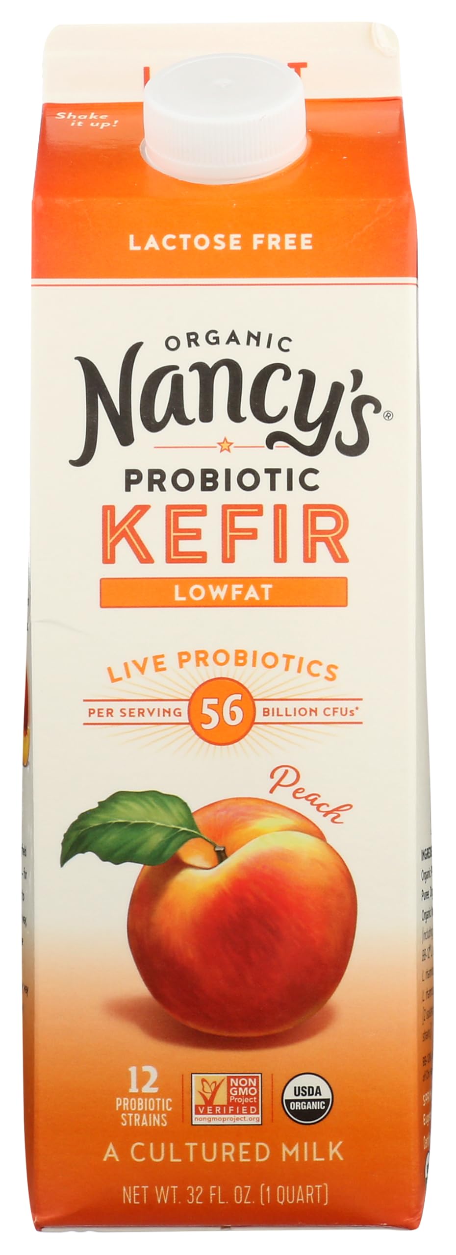 Nancys Yogurt Organic Low Fat Peach Kefir, 32 FZ