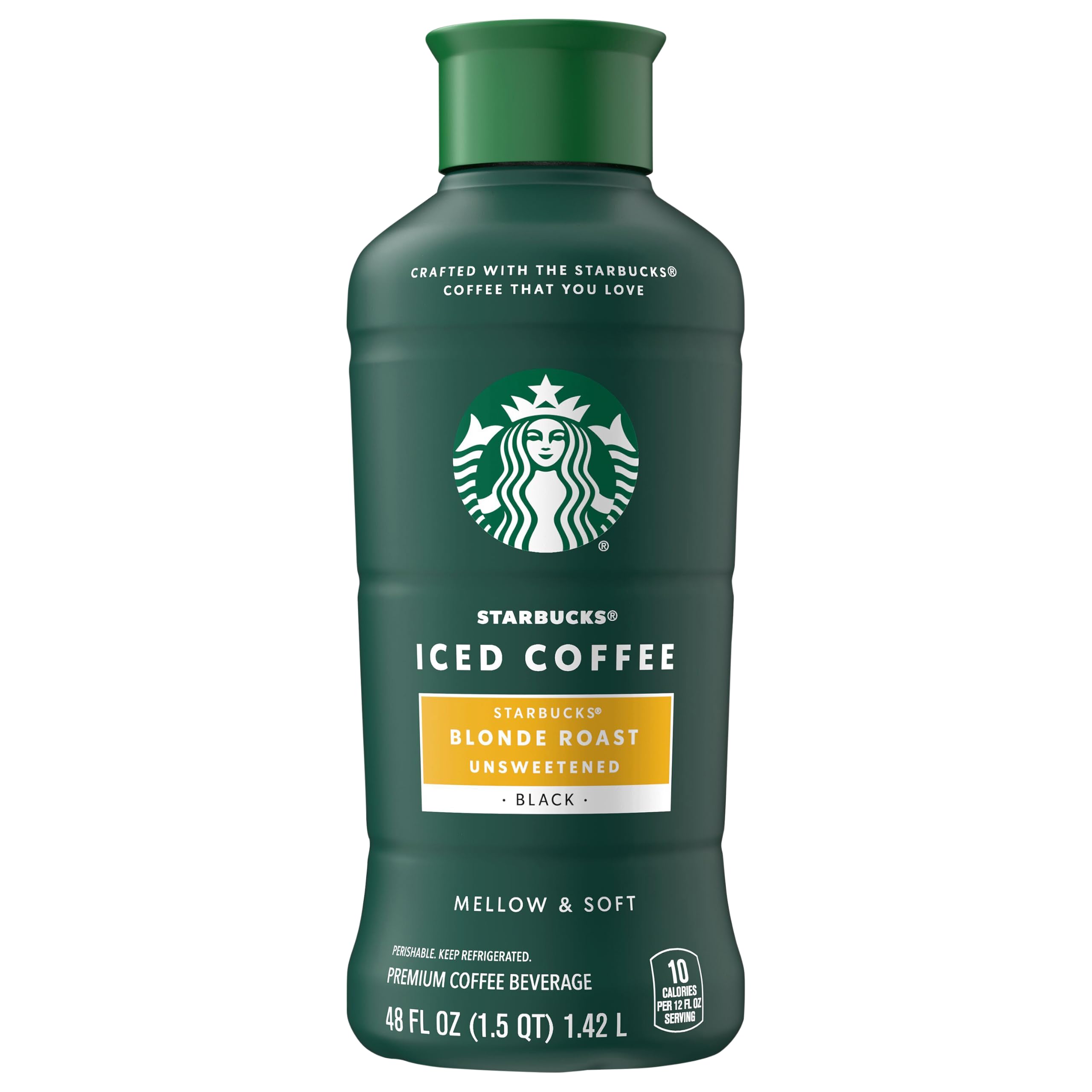 Starbucks Blonde Roast Iced Coffee, Black Unsweetened, 48 Fl Oz Bottle | Made with Real Starbucks Coffee,100% Arabica Beans, OU Kosher Dairy Certification, Chilled Coffee Drink, Enjoy On the Go