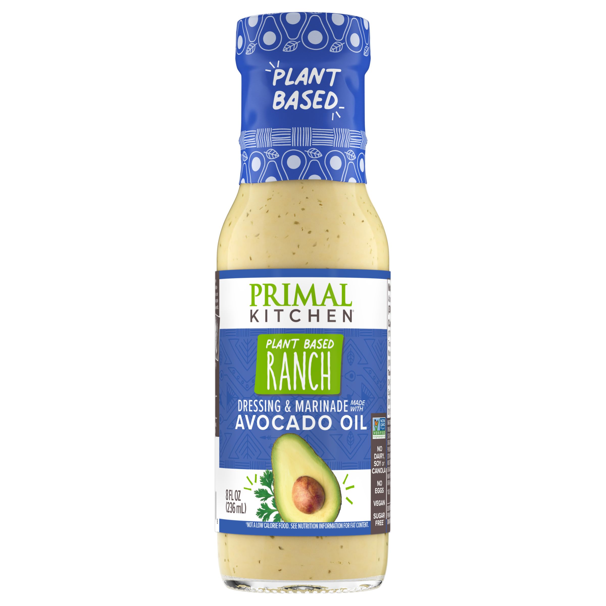 Primal Kitchen Vegan Ranch Salad Dressing & Marinade made with Avocado Oil, Whole30 Approved, Paleo Friendly, and Keto Certified, 8 Fluid Ounces