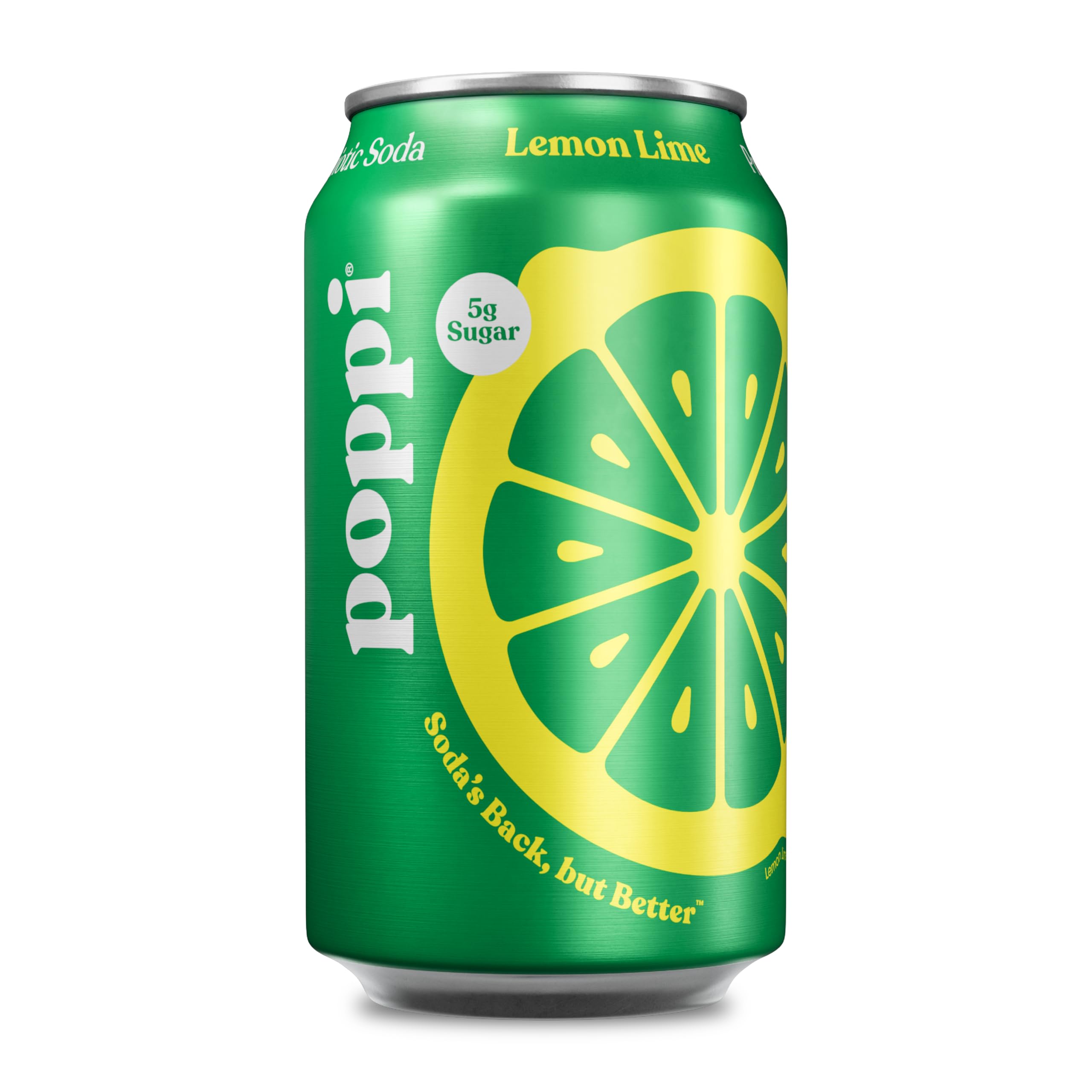 Poppi Sparkling Prebiotic Soda Beverage with Apple Cider Vinegar, Seltzer Water and Fruit Juice, Lemon Lime Flavor, 12 Fl Oz, 1 Count, Packaging May Vary