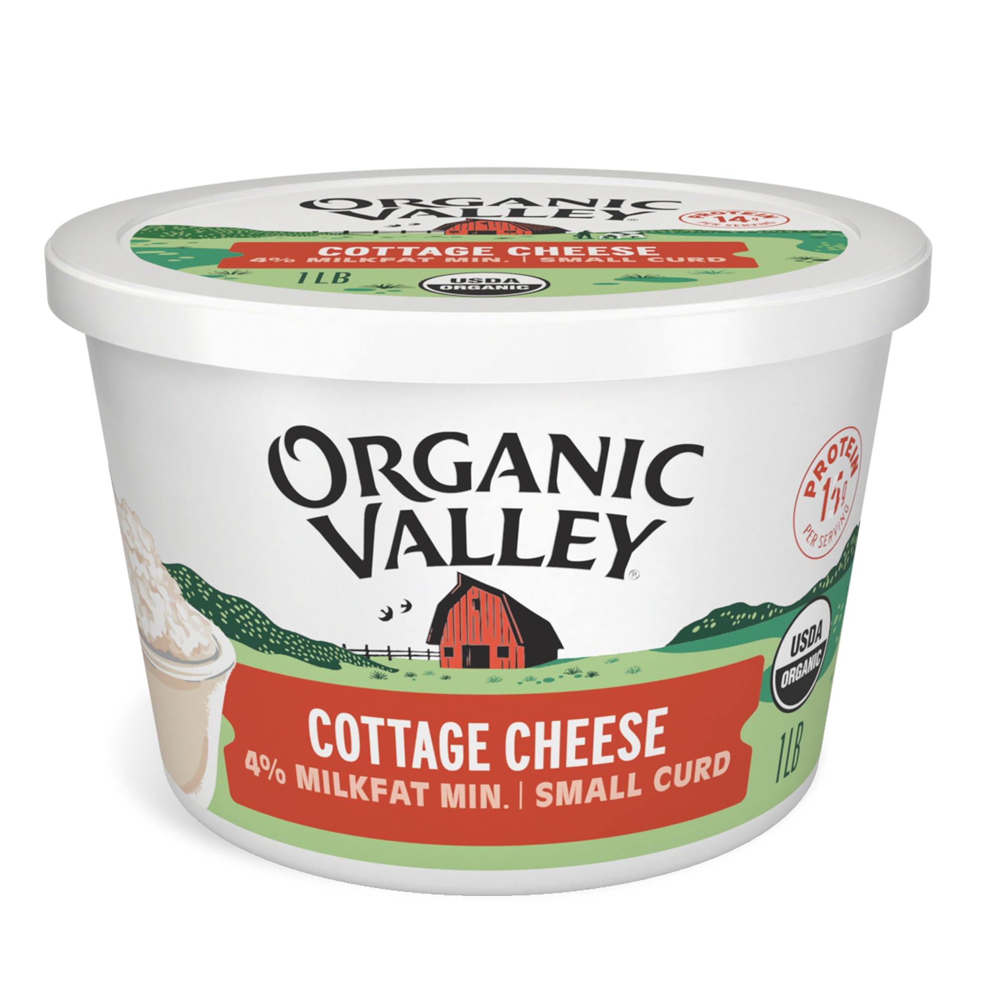 Organic Valley® Cottage Cheese — 4% Milkfat — Small curd — Organic, Pasture Raised, Non GMO — 16 oz