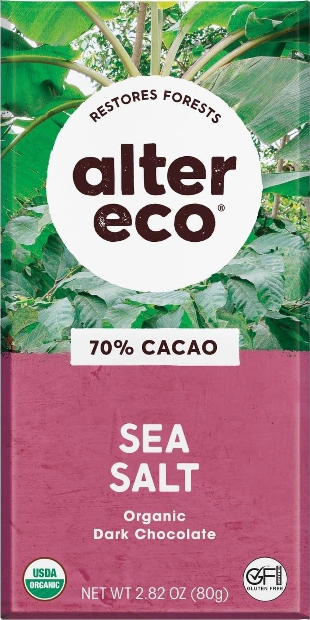 Alter Eco | Dark Chocolate Bars | Pure Dark Cocoa, Fair Trade, Organic, Non-GMO, Gluten Free (Dark Sea Salt)