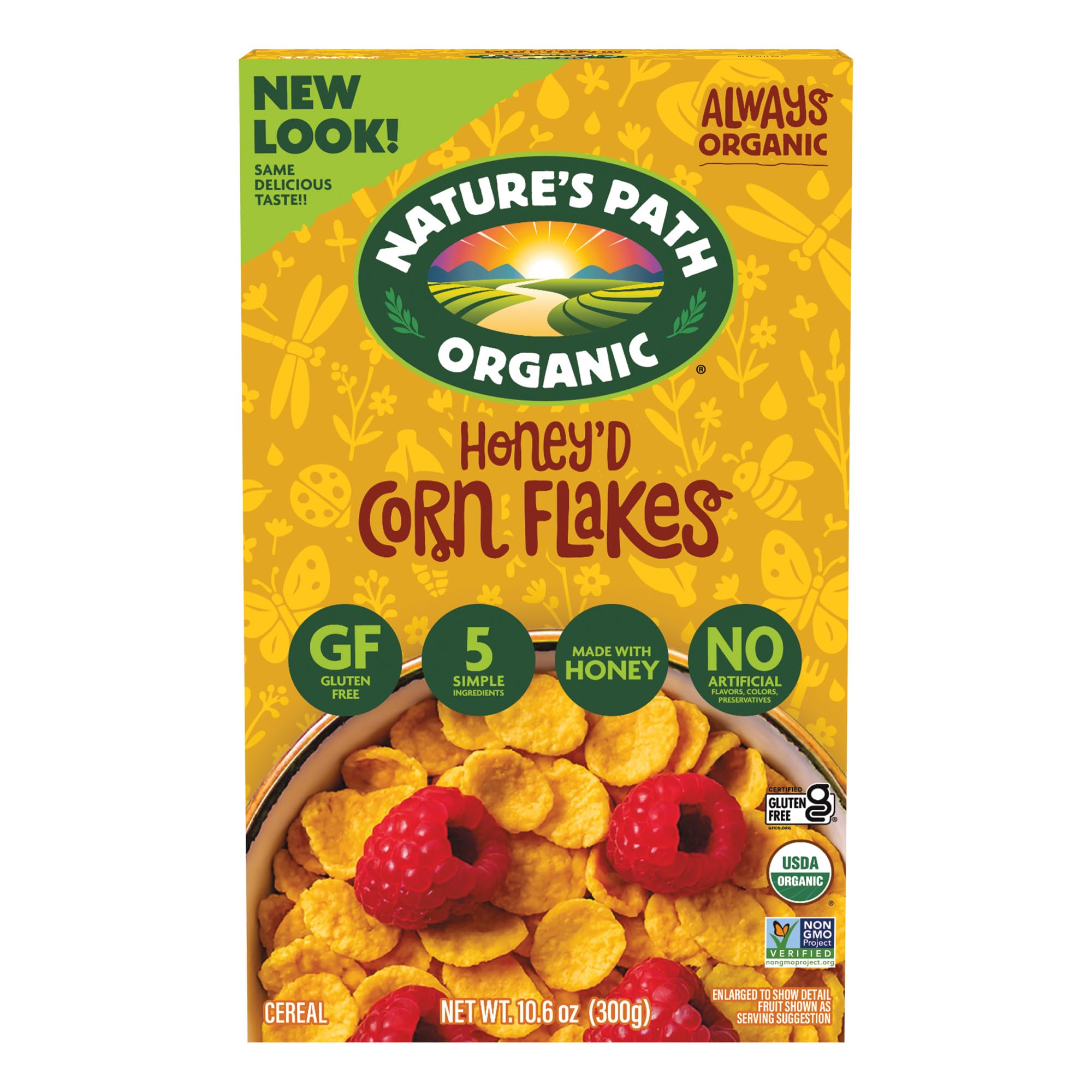 Nature's Path Organic Honey'D Corn Flakes Cereal, 10.6 oz (Pack of 1) | Gluten-Free crisp non-GMO corn flakes sweetened with honey, no artificial flavors or colors