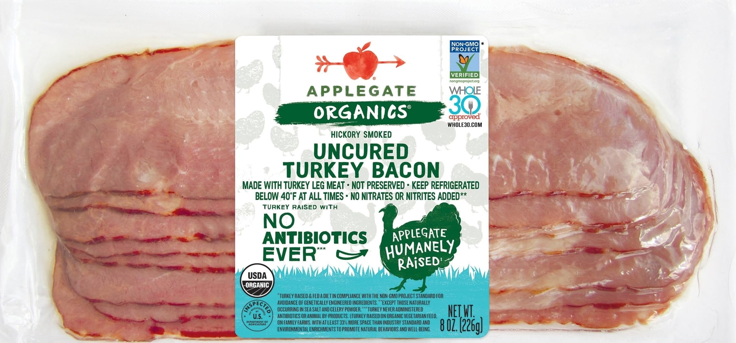 Organic Hickory Smoked Uncured Turkey Bacon, 8oz