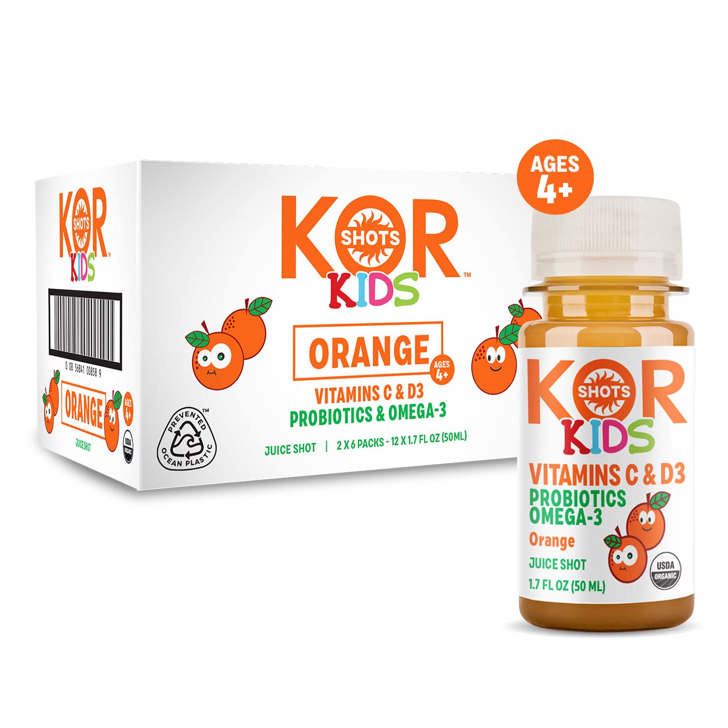 KOR Shots Organic Kids Vitamin C D3 Shot 12 Count, 1.7 FZ
