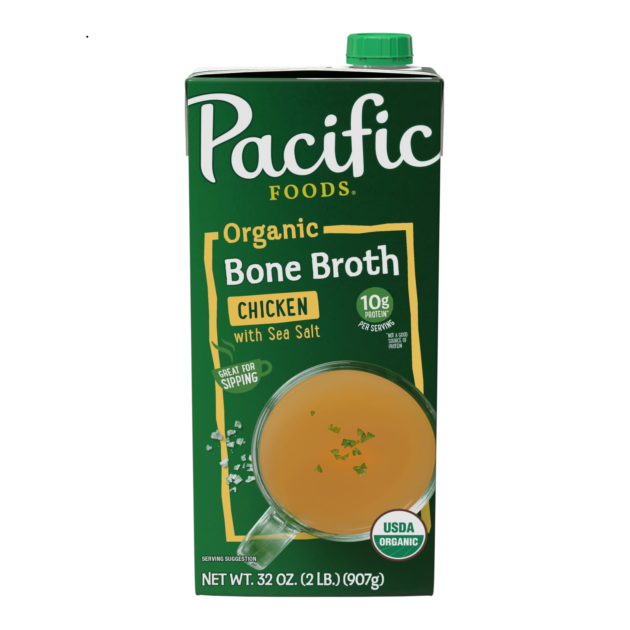 Pacific Foods Organic Chicken Bone Broth With Sea Salt, 32 oz Carton