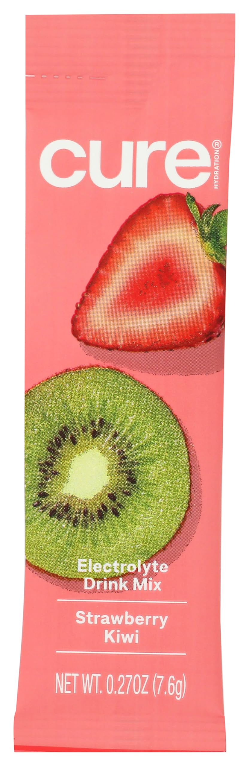 Cure Hydration - Electrolyte Drink Powder Strawberry Kiwi Single Stick | Plant-Based Dehydration Relief Mix Made with Coconut Water, No Added Sugar, Vegan, Non-GMO, Gluten Free