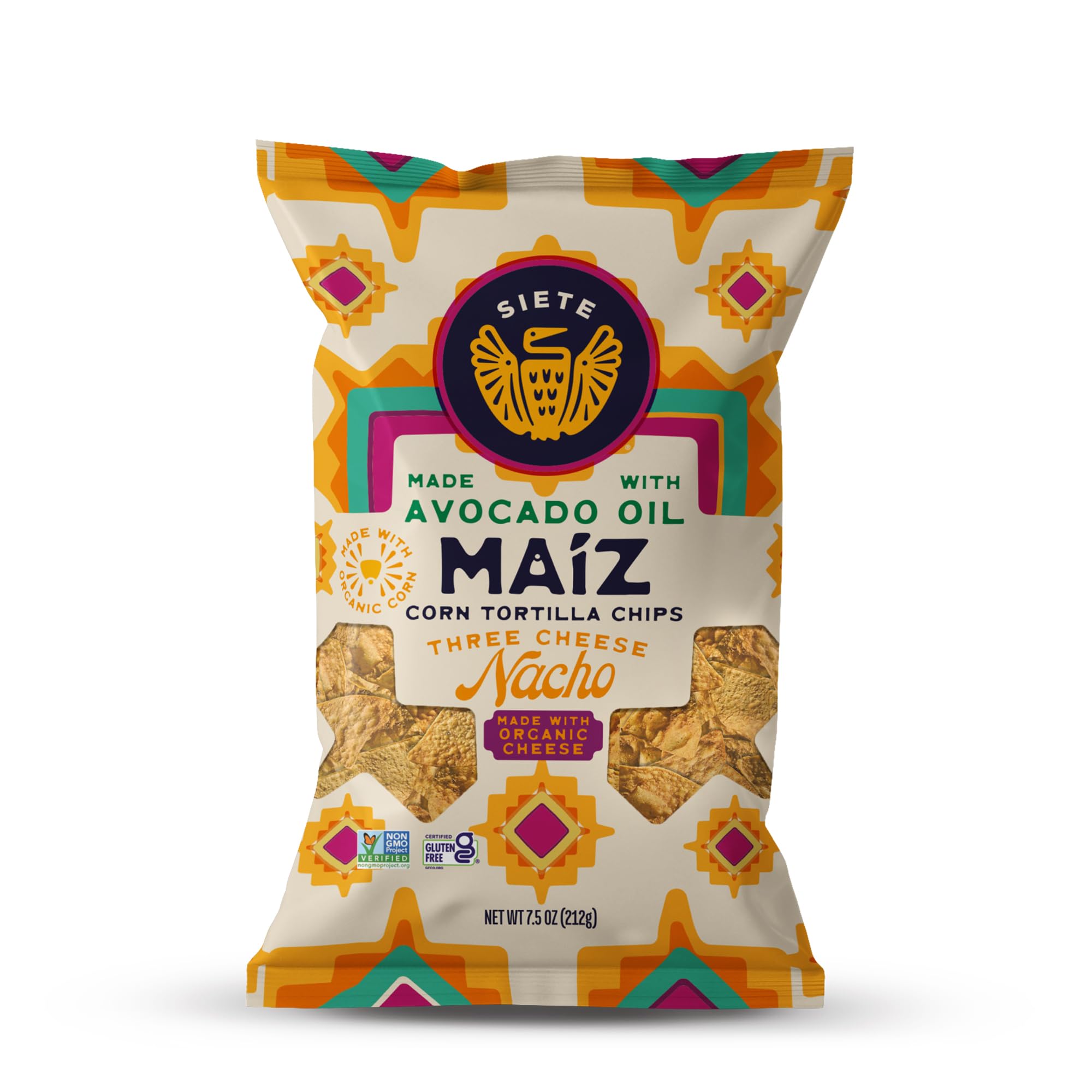 Siete Family Foods Three Cheese Nacho Maiz Tortilla Chips, 7.5 Ounce