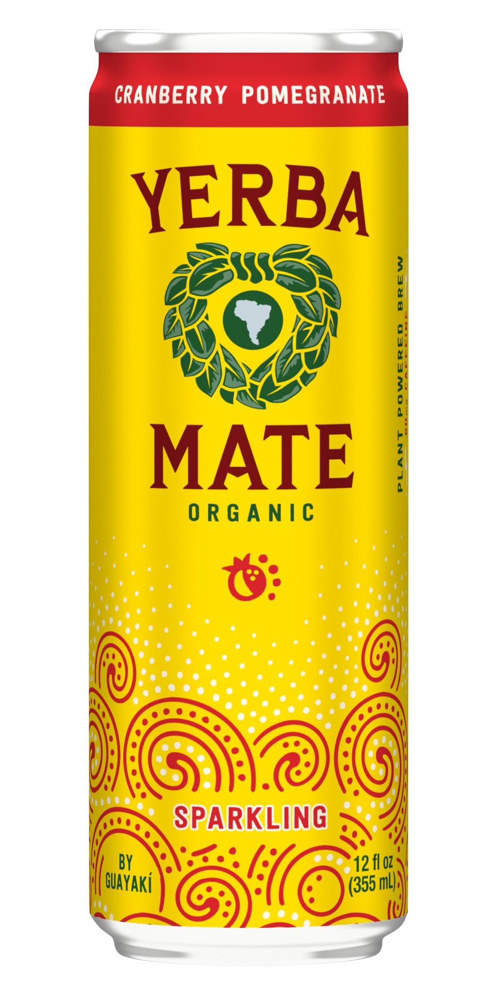 Guayakí Yerba Mate, Sparkling Energy Drink Alternative, Organic Cranberry Pomegranate Flavor, 12 Oz, 80mg Natural Caffeine, Smooth Energy & Focus, Carbonated Beverage