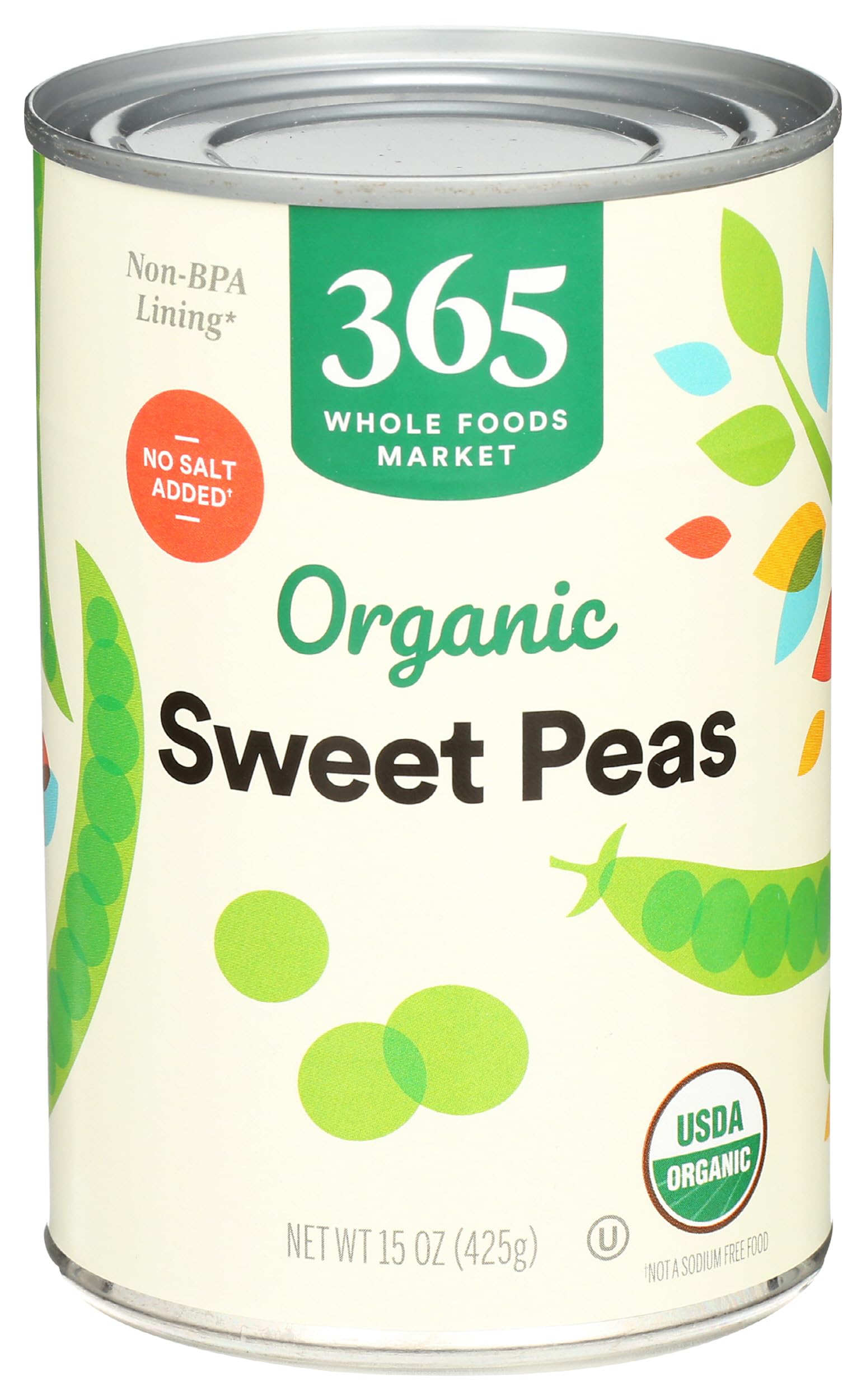 Organic Sweet Peas No Salt Added, 15 oz