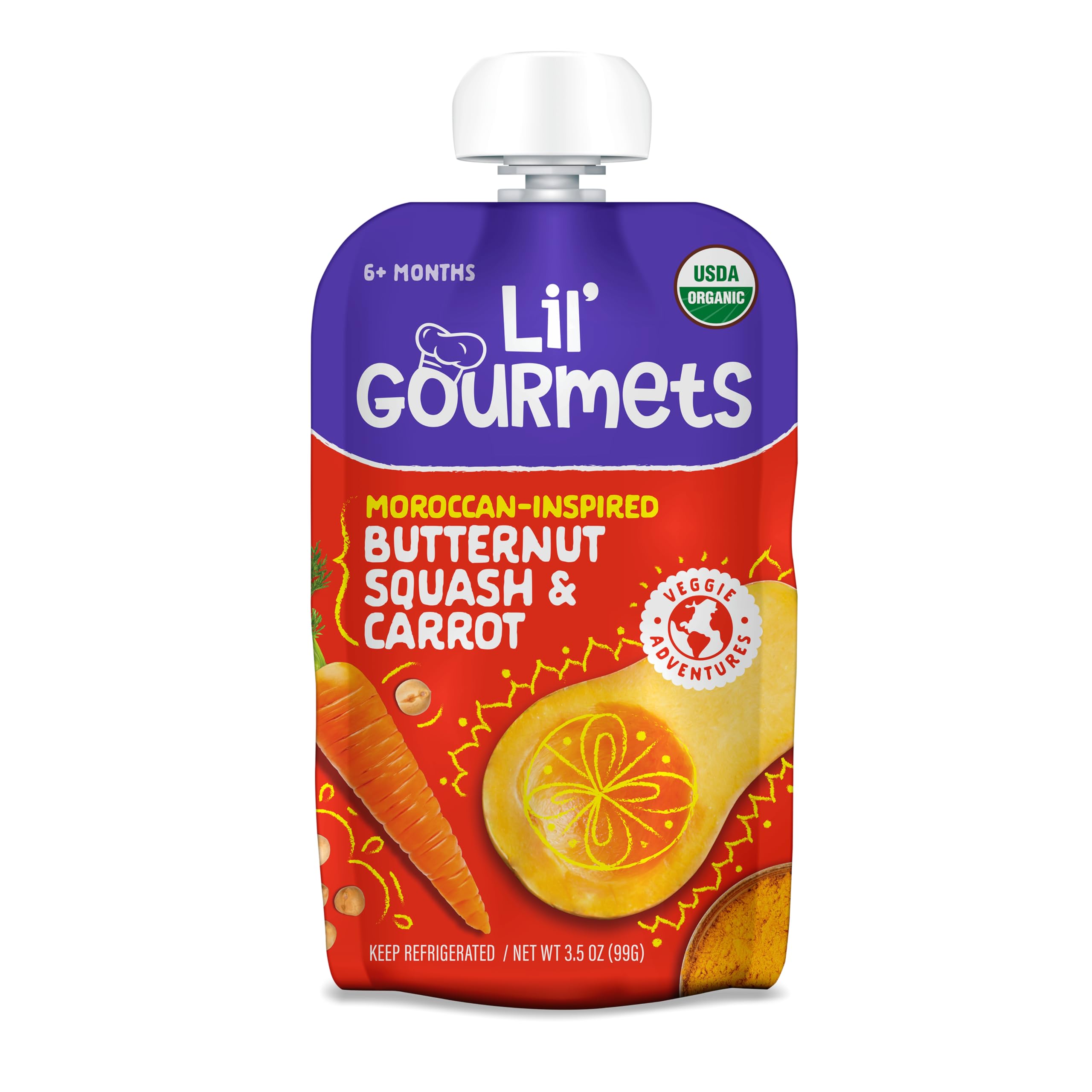 Lil' Gourmets Organic Moroccan-Inspired Butternut Squash & Carrot, 3.5 OZ