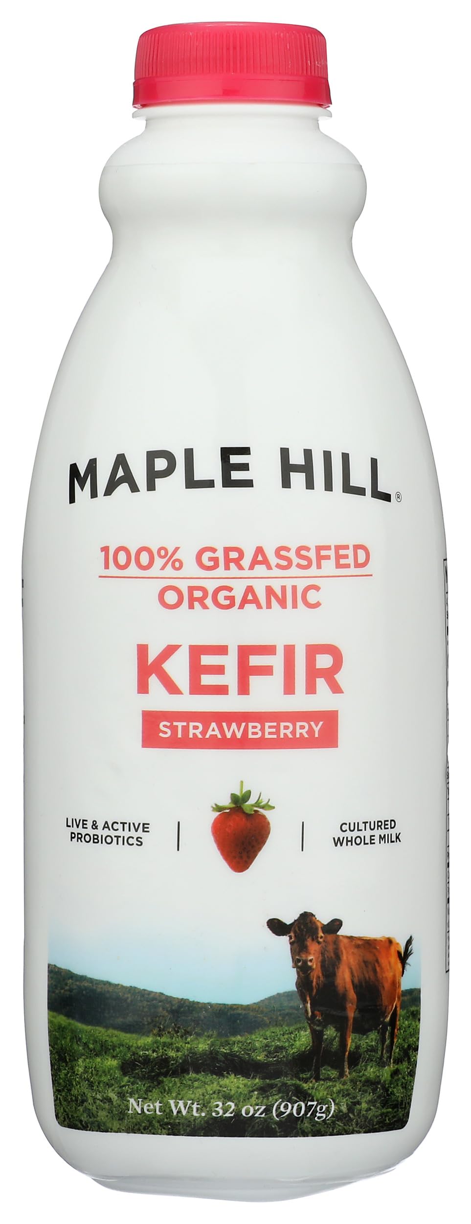 100% Grass Fed Organic Kefir, Strawberry, 32 oz