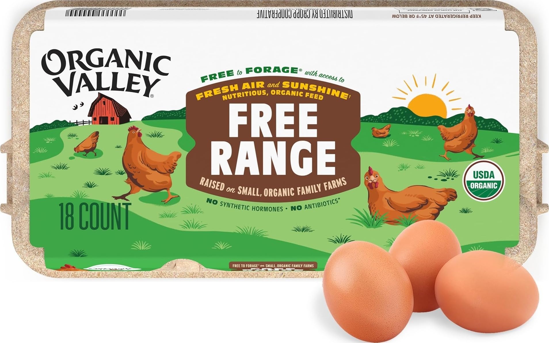 Organic Valley® Organic Large Eggs — Free Range, Brown Eggs — 18 Count
