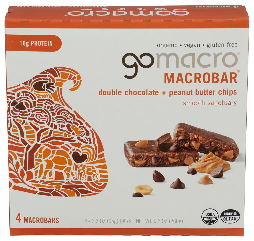 Gomacro, Energy Bar Double Chocolate Peanut Butter Organic, 2.3 Ounce, 4 Pack