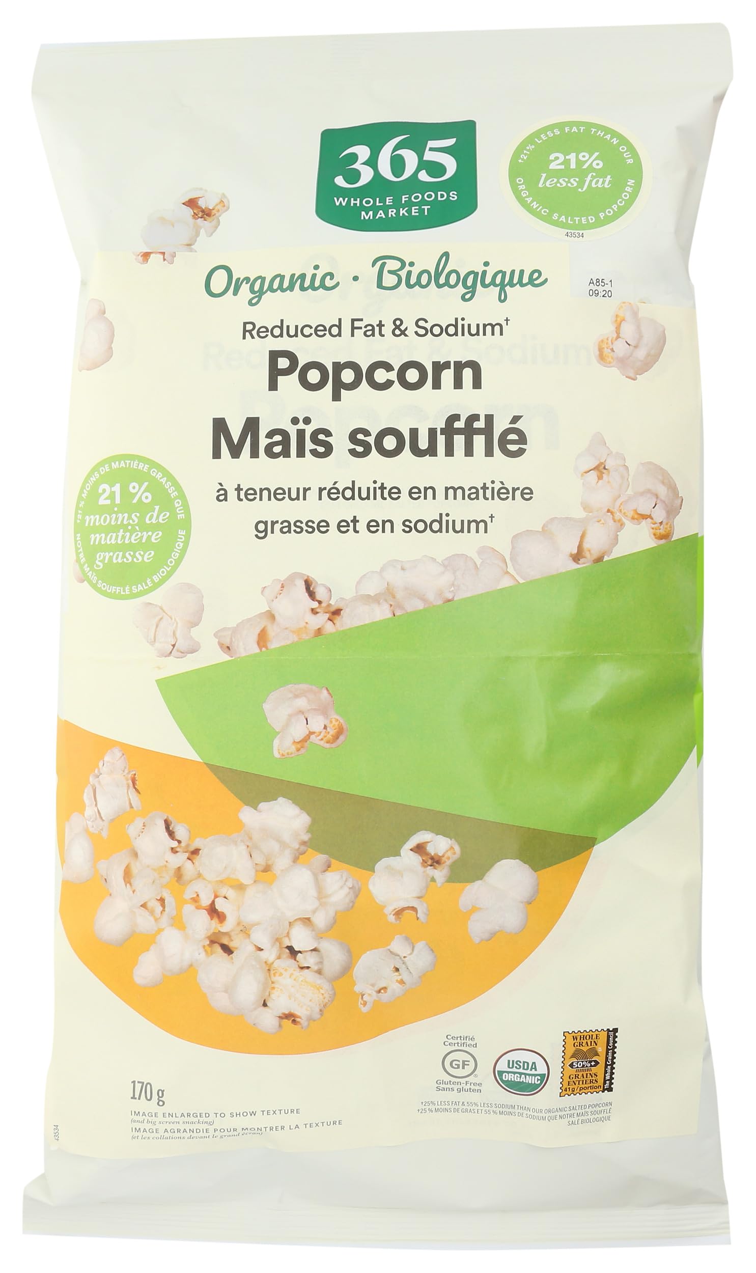 Organic Reduced Fat And Sodium Popcorn, 6 Ounce