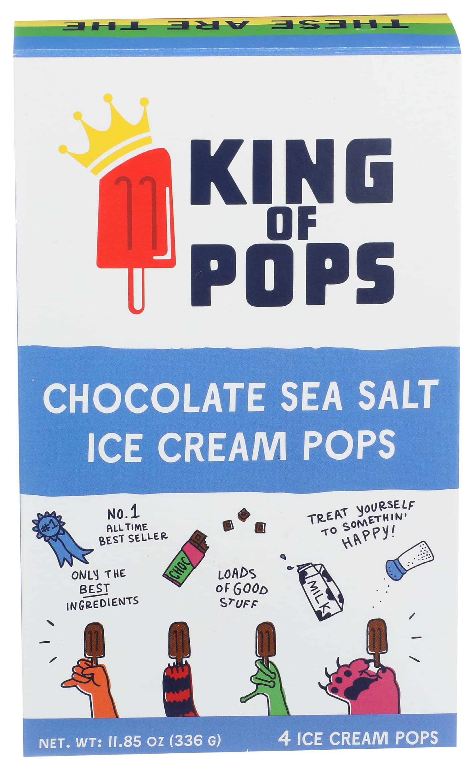 King Of Pops, Chocolate Sea Salt Ice Cream Pops, 11.85 Ounce