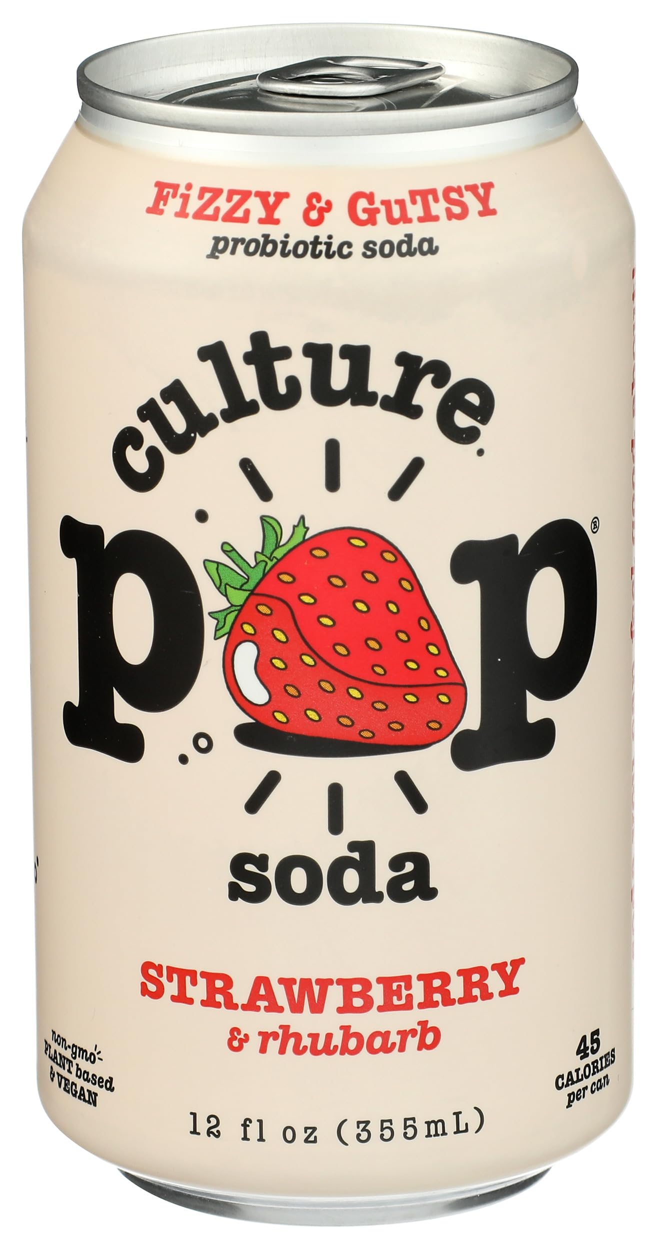 Culture Pop Soda, Soda Probiotic Strawberry Rhubarb, 12 Fl Oz