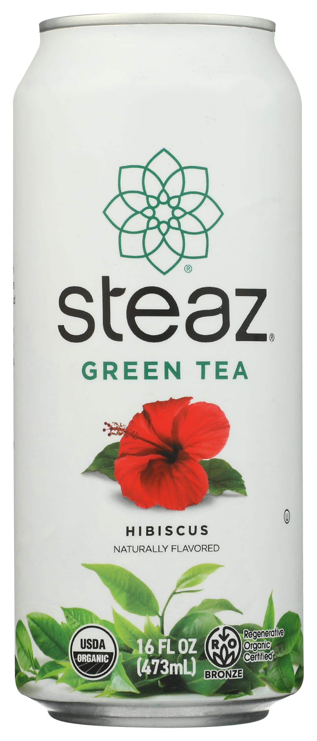 Steaz Organic Hibiscus Green Tea, 16 Fl Oz