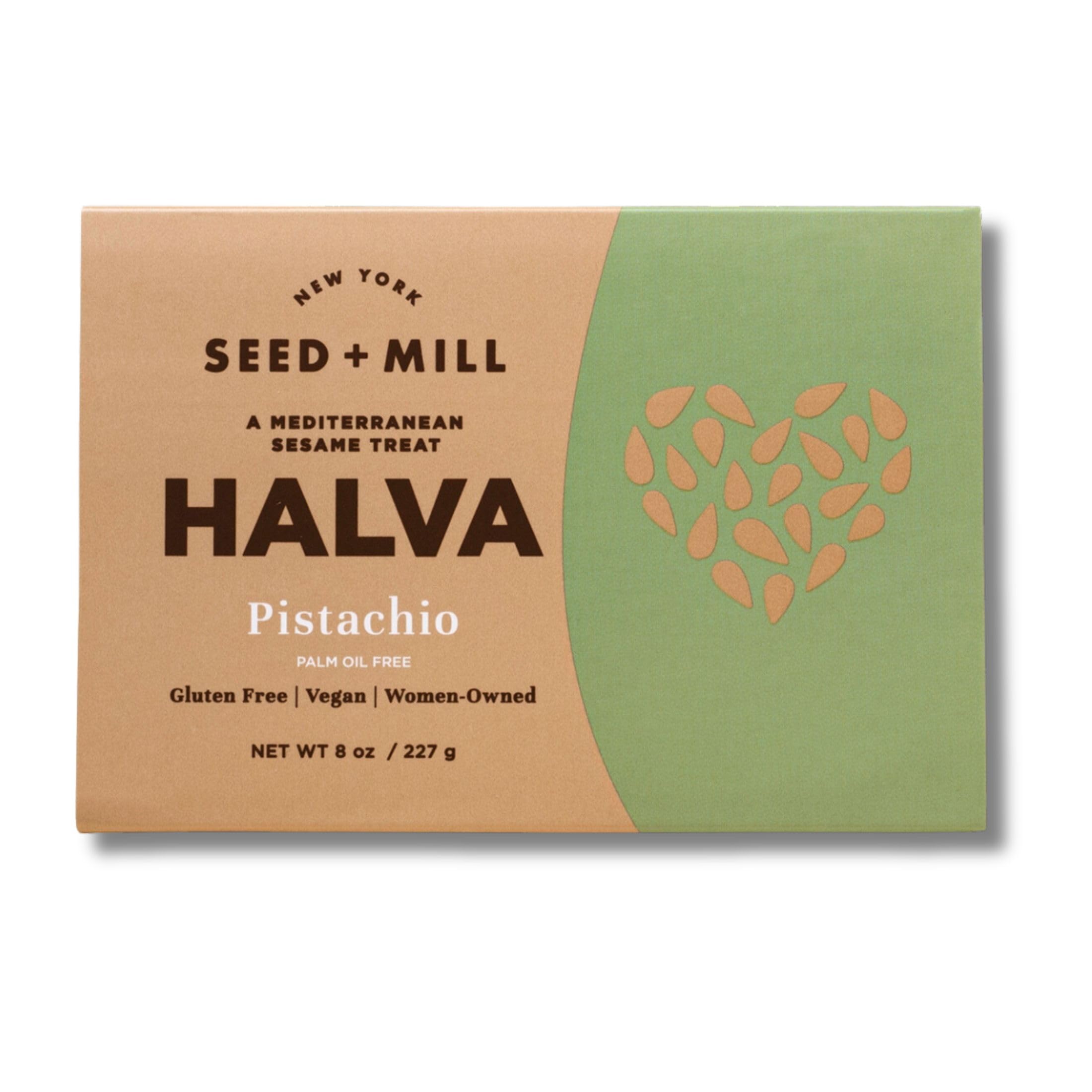 Seed + Mill - Halva - Pistachio - Vegan, Kosher & Gluten Free - 8oz | Enjoy This Soft, Fudgelike Candy Made from Sesame Paste & Pistachios - Great for Snacking or as a Dessert