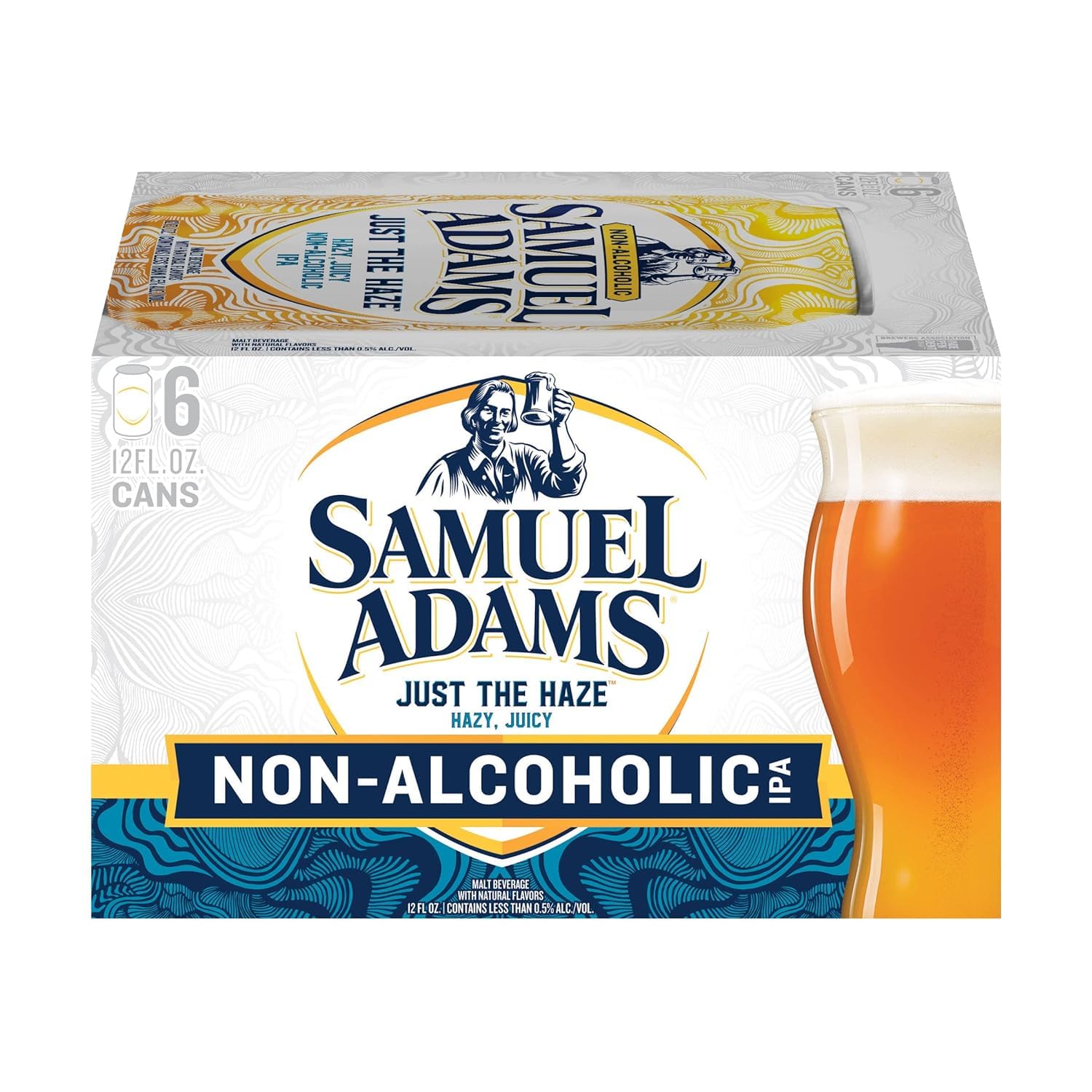 Samuel Adams Just The Haze Non-Alcoholic IPA, 6pk, 12 Fl Oz Cans, 0.5% ABV