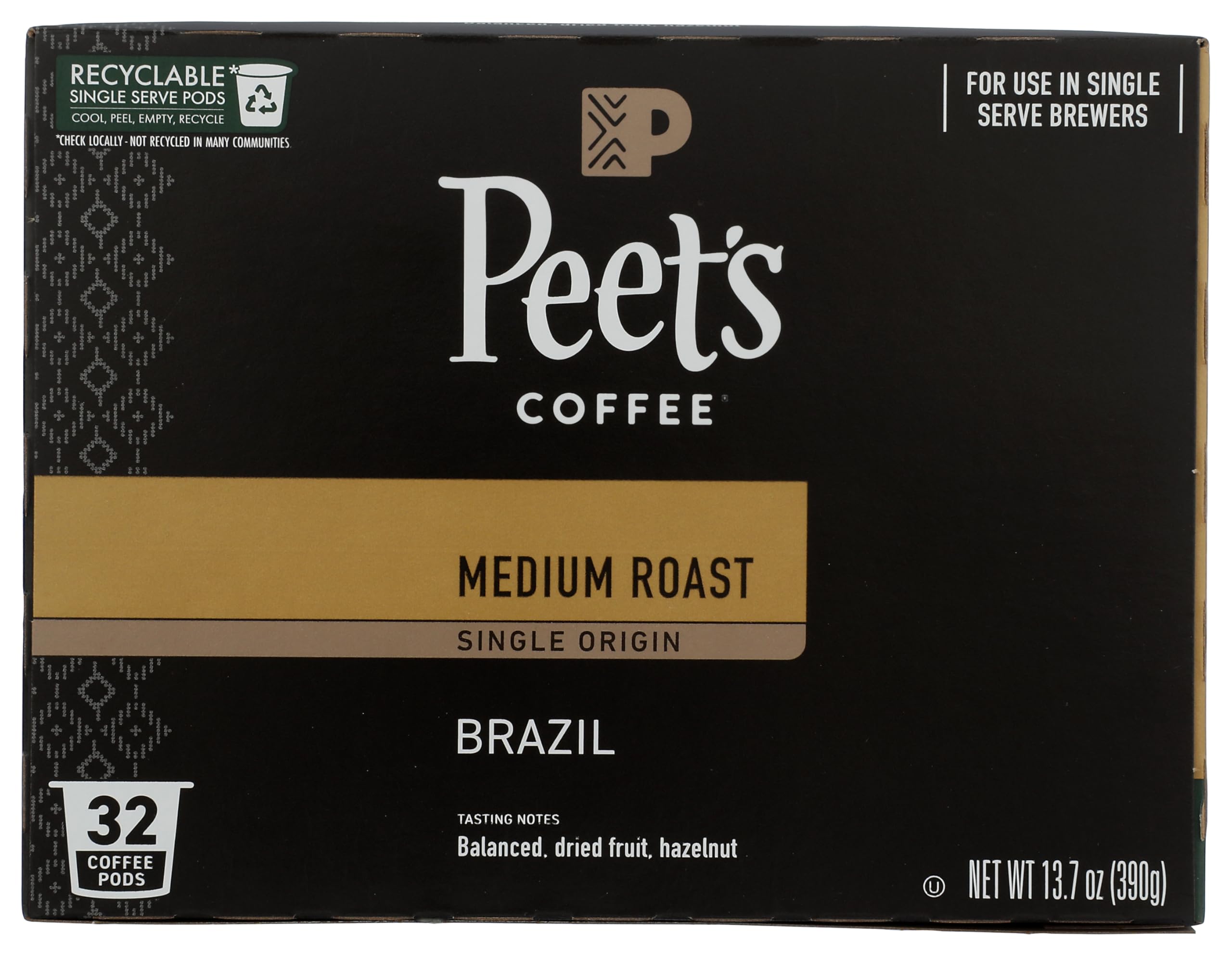 Peet'S Coffee & Tea, Coffee Brazil Minas Pods, 13.7 Ounce