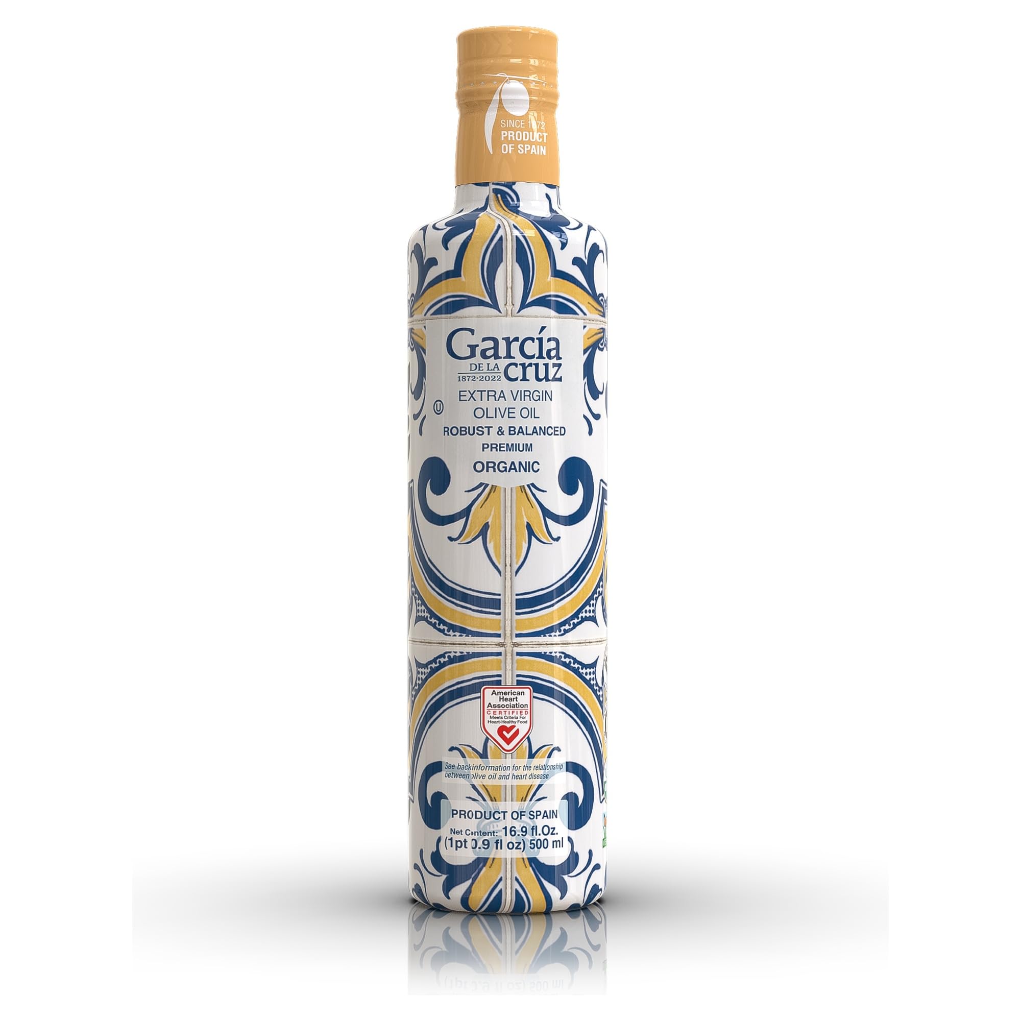 GARCÍA DE LA CRUZ - Organic Extra Virgin Olive Oil, Master Miller Premium Oil, Almond and Tomato Tones, Smooth Body, Sourced in Spain, Montes de Toledo, Glass Bottle - 500 ml