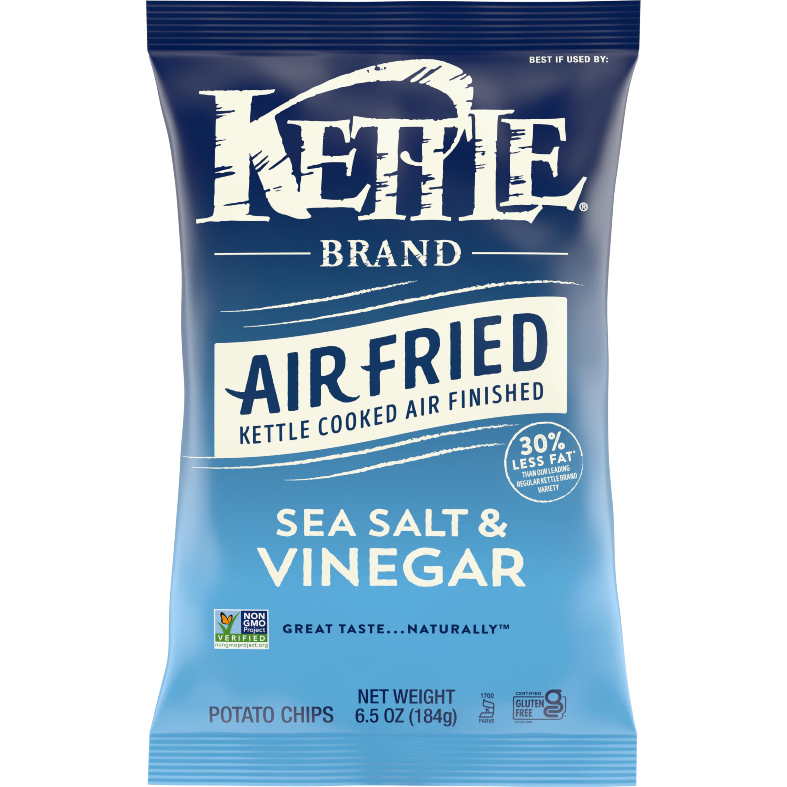 Kettle Brand Air Fried Sea Salt & Vinegar Potato Chips, 6.5 Oz