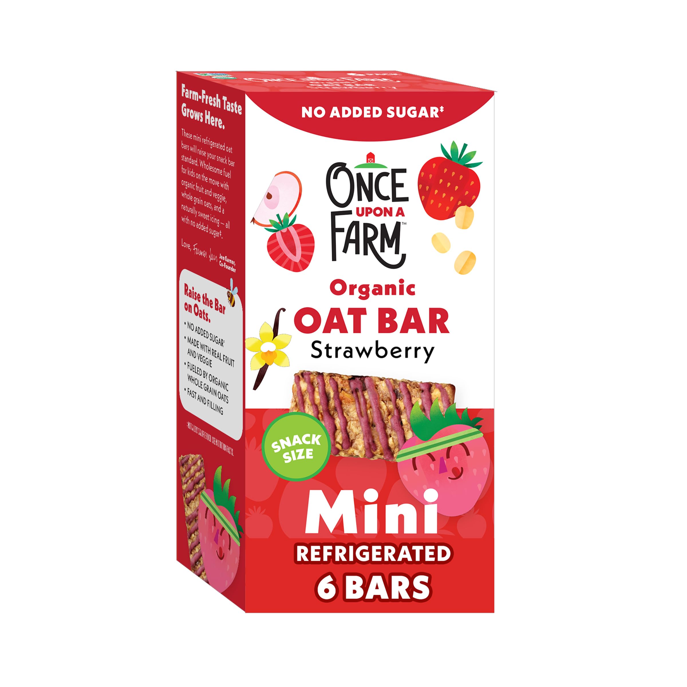Once Upon a Farm Organic MINI Strawberry Refrigerated Oat Kids' Bar Multipack, 6-0.78 oz (22g) Bars