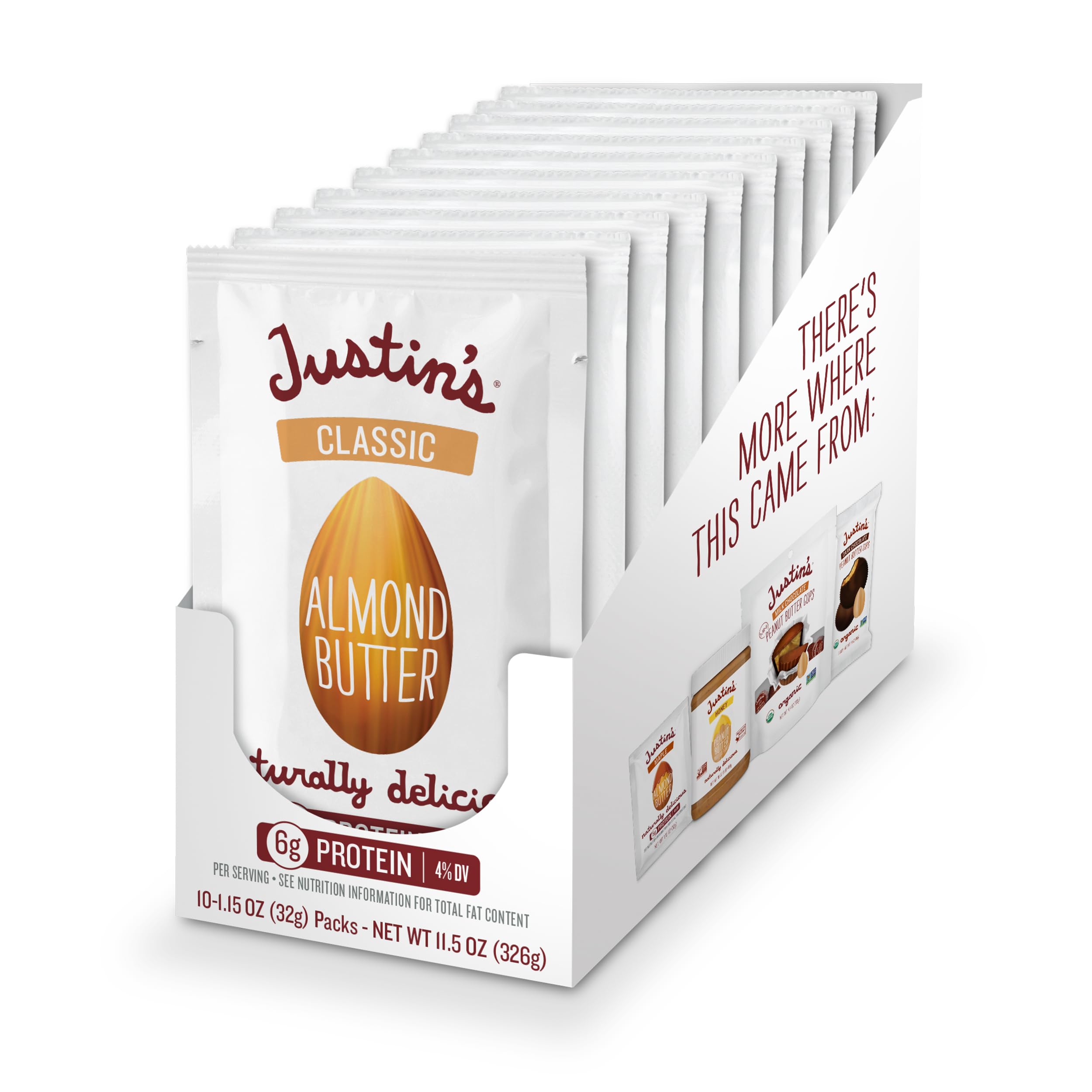 Justins, Almond Butter Classic, 1.15 Ounce, 10 Pack