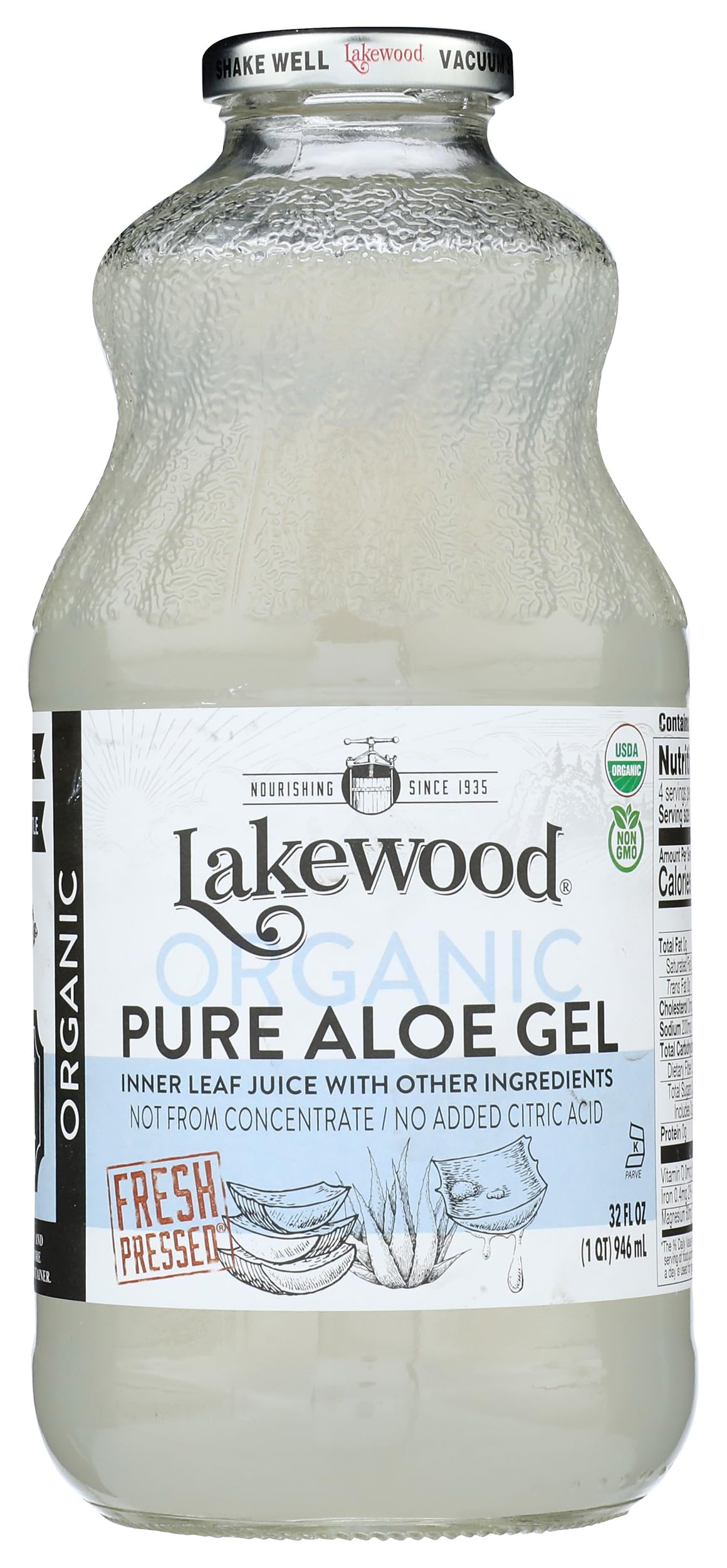 Organic Aloe Vera Gel Juice, 32 Oz