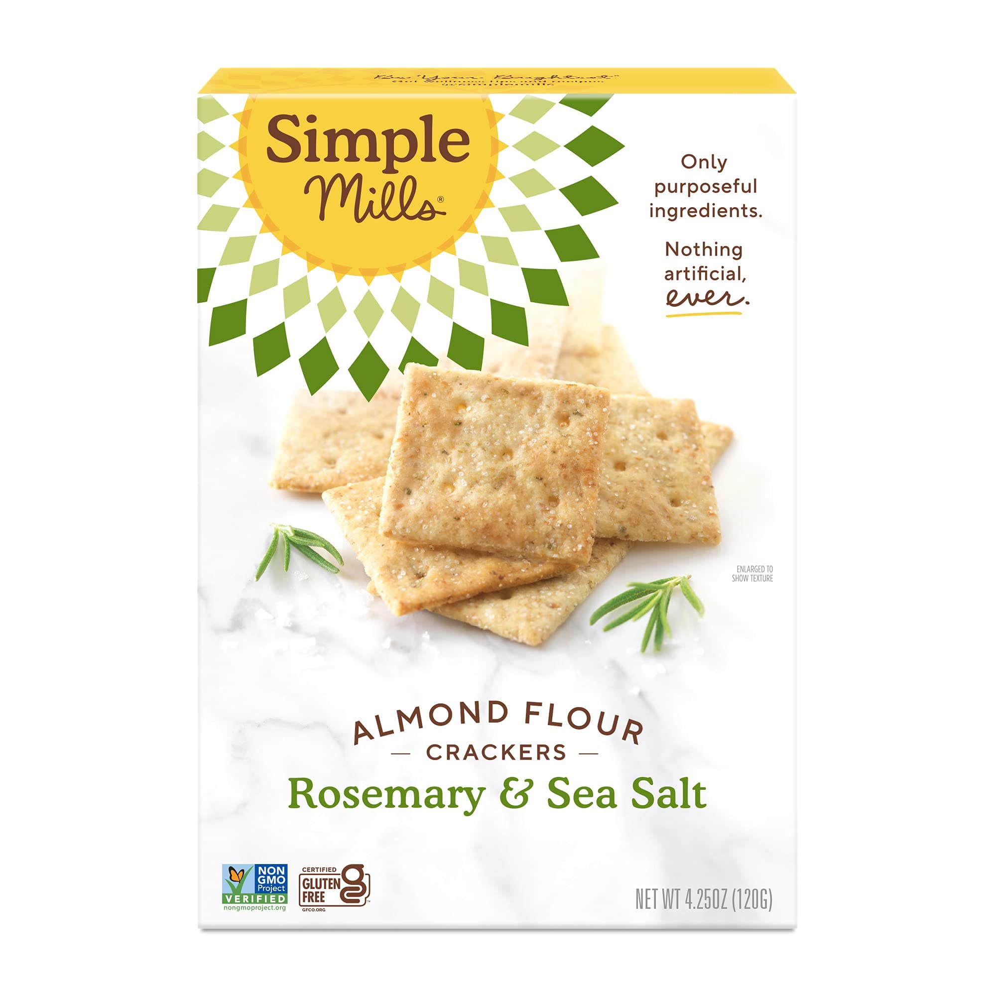 Rosemary & Sea Salt Almond Flour Crackers | Charcuterie And Cheese Board Ready, Clean Ingredients, Gluten Free, Grain Free, Corn Free, Vegan, Plant Based, Non-GMO